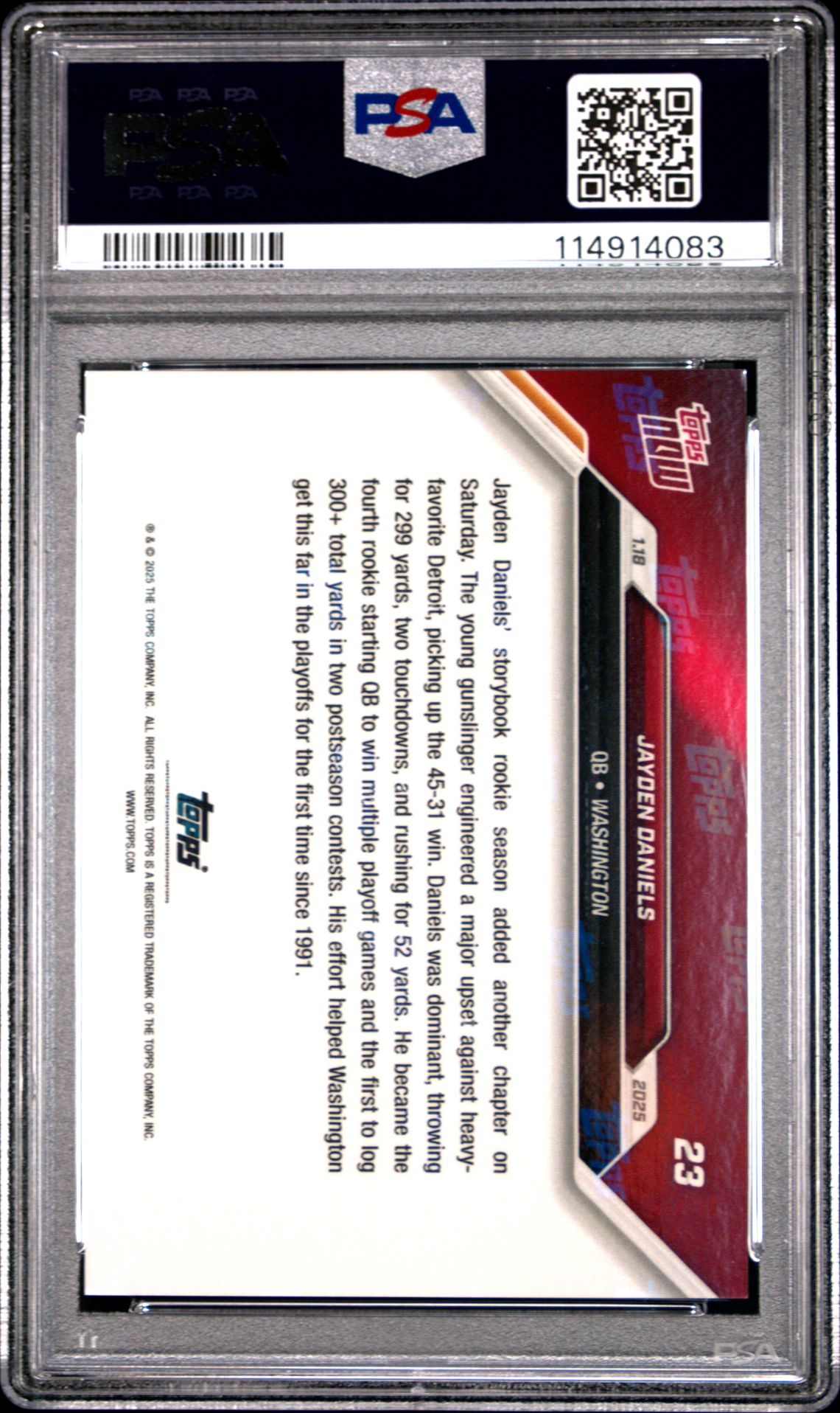 2024 Topps Now Jayden Daniels #23 Gem Mt 10 back