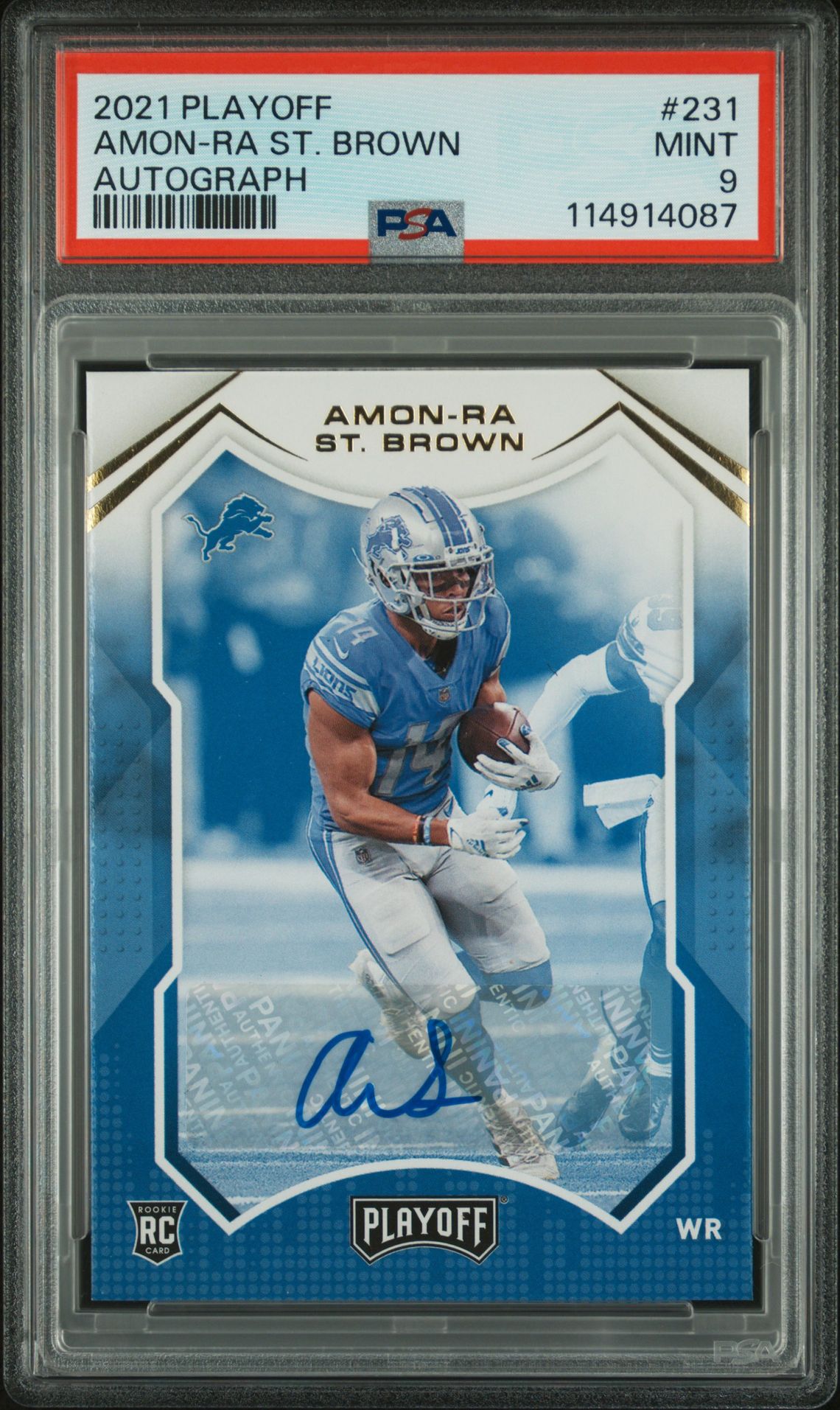 2021 Panini Playoff Amon-Ra St. Brown #231 (Autograph) Mint 9 front