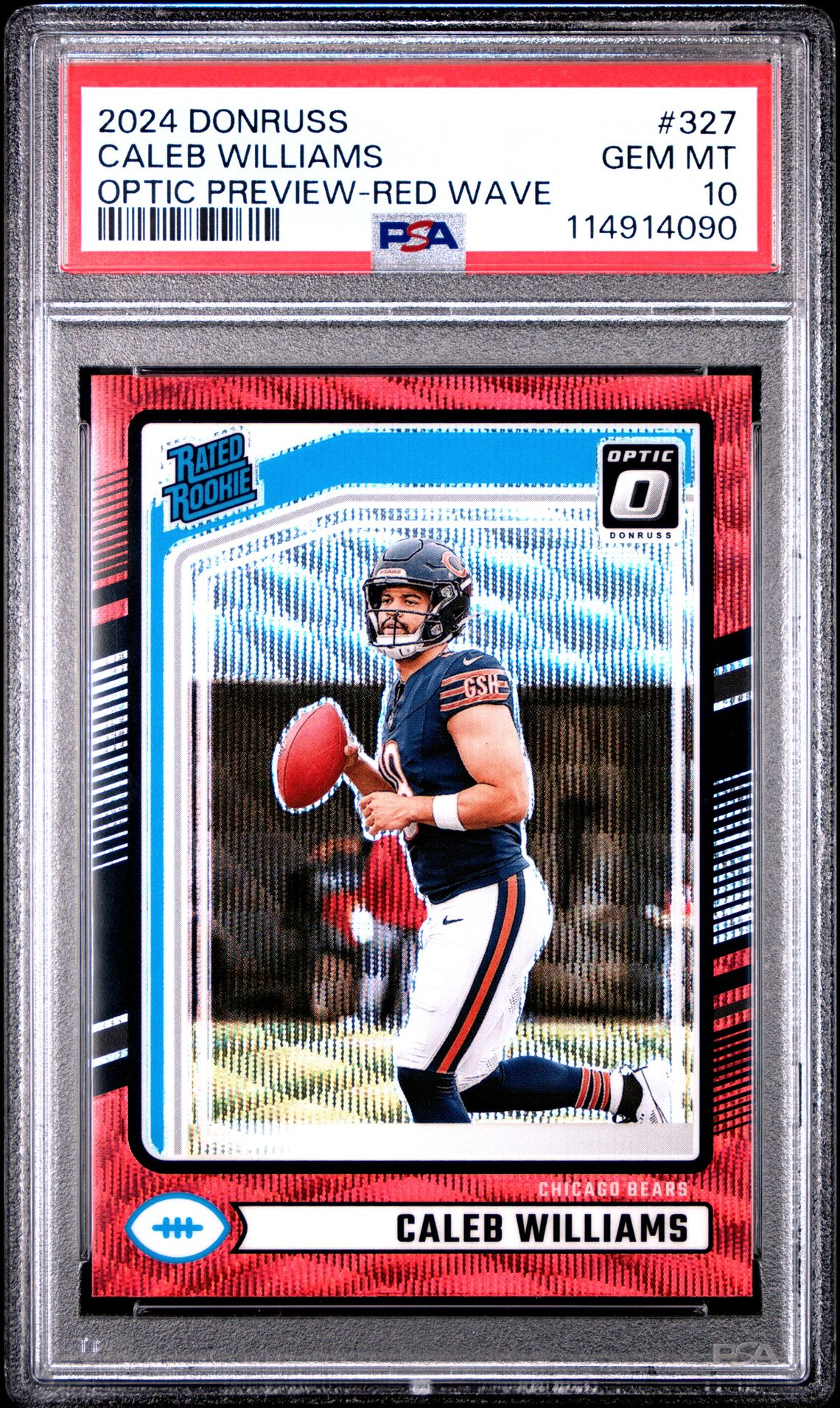 2024 Panini Donruss Caleb Williams #327 (Optic Preview-Red Wave) Gem Mt 10 front