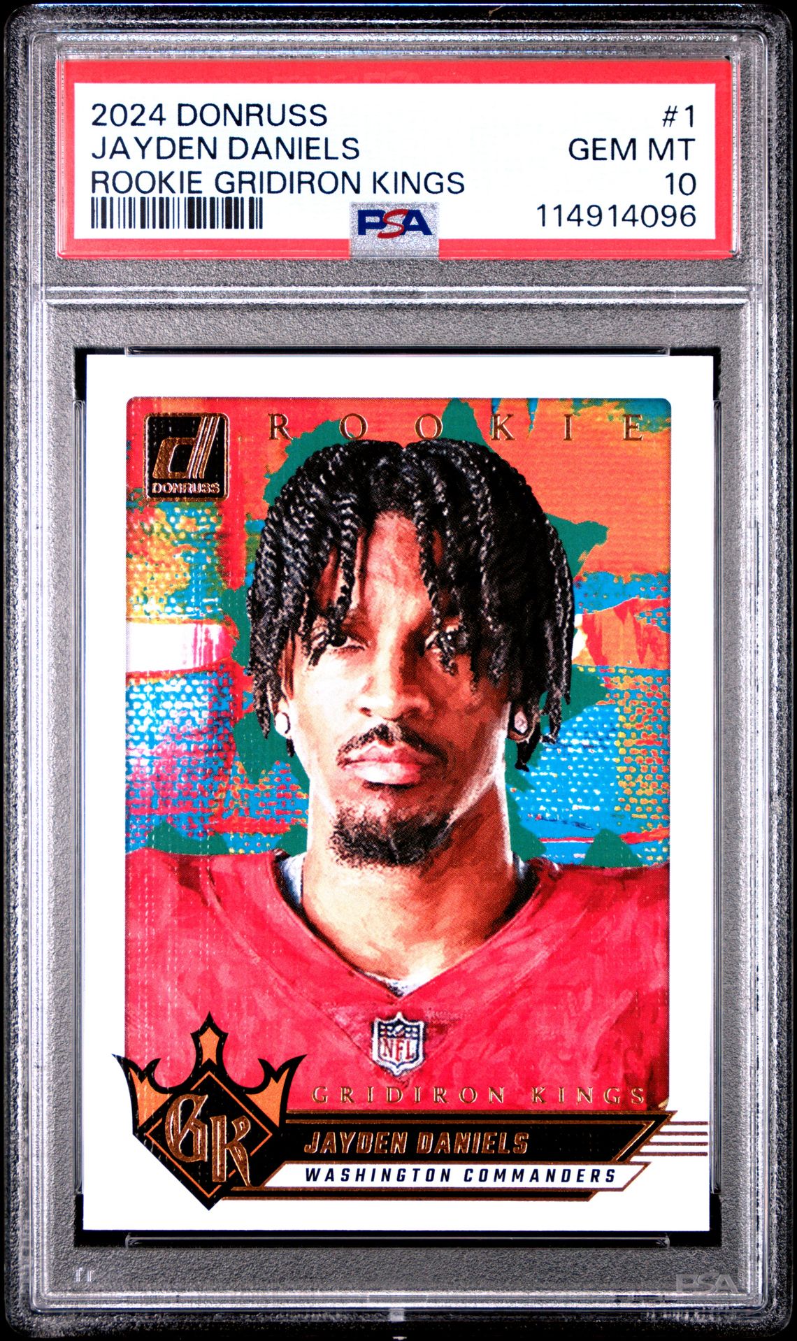 2024 Panini Donruss Rookie Gridiron Kings Jayden Daniels #1 Gem Mt 10 front