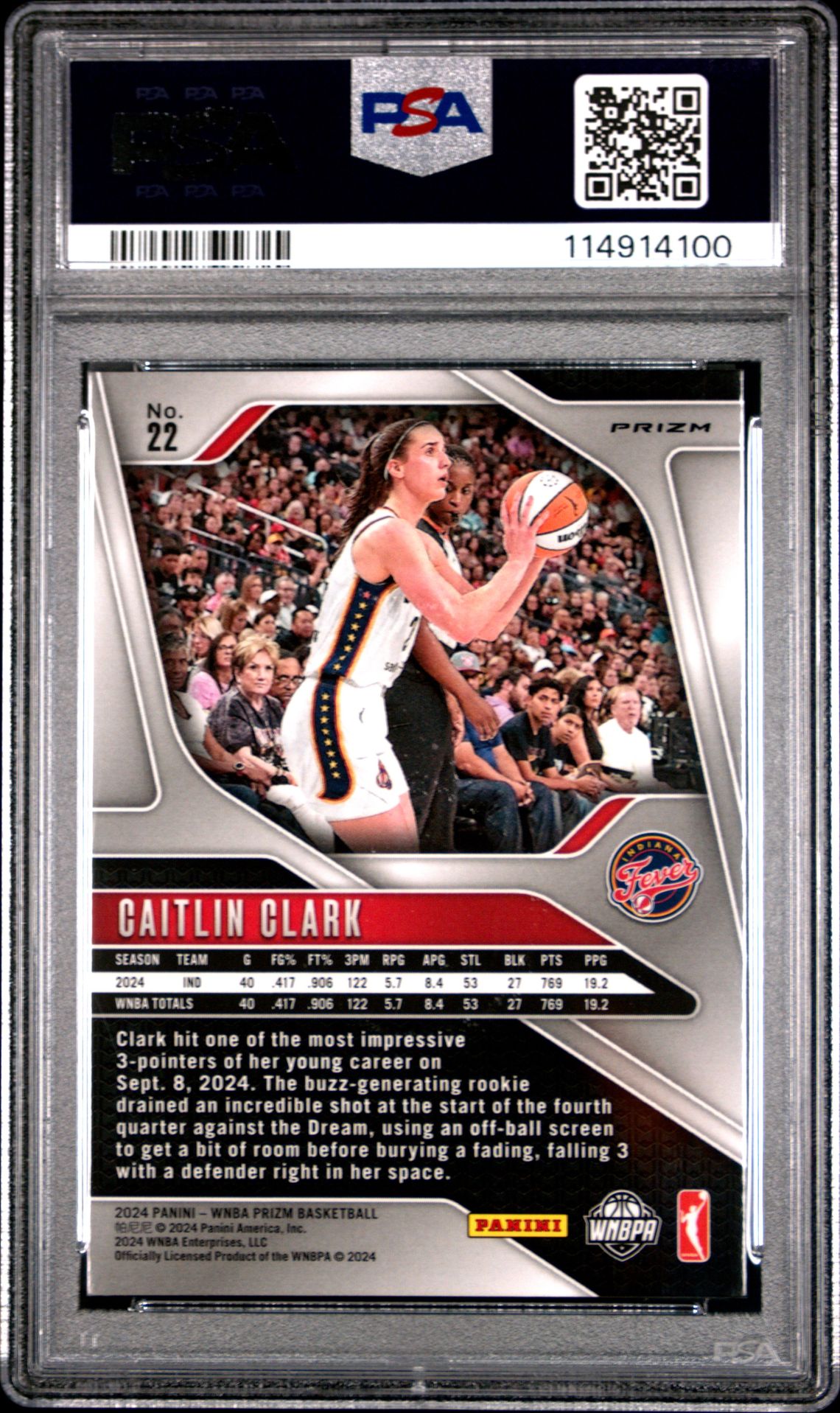 2024 Panini Prizm Wnba Caitlin Clark #22 (Ice) Mint 9 back