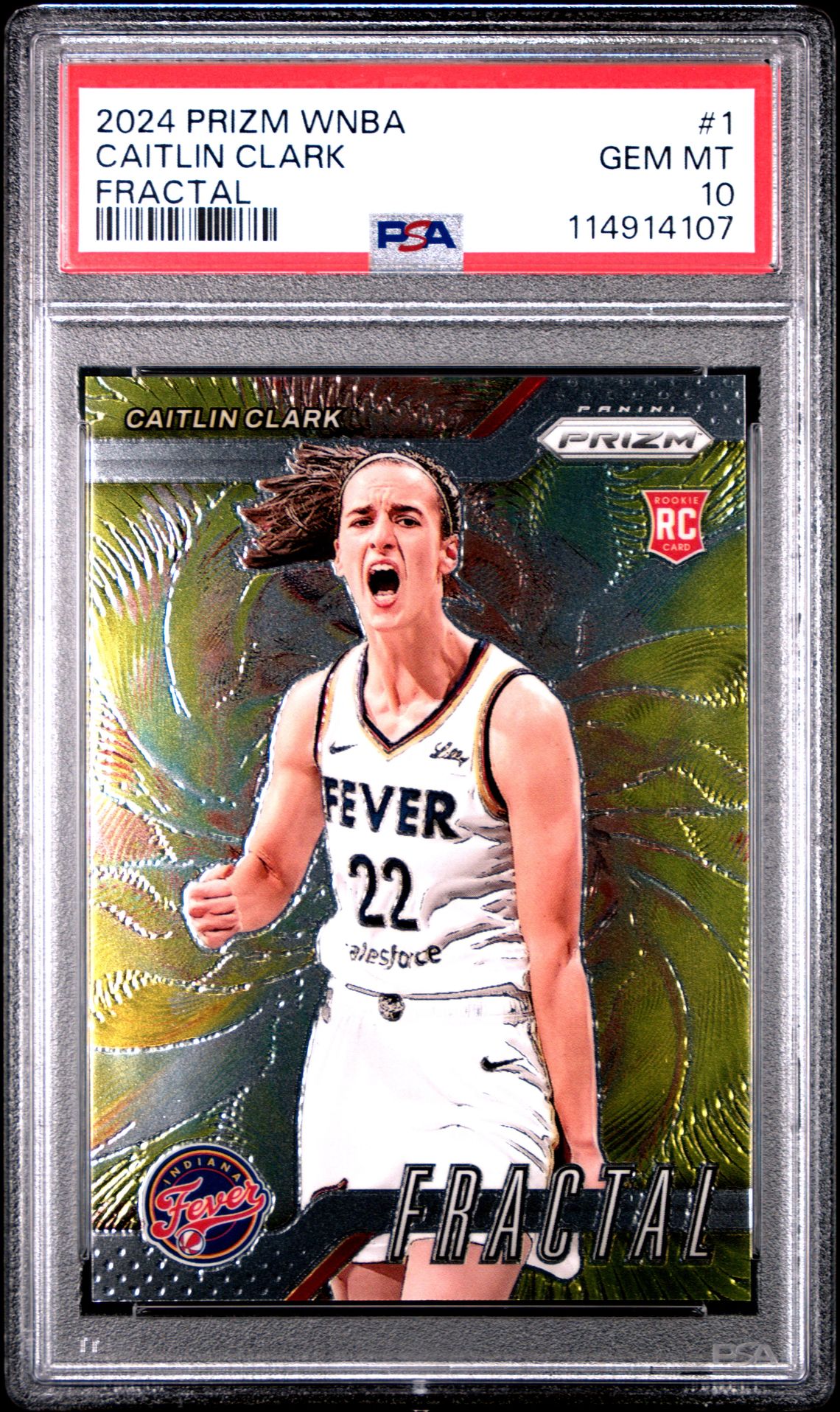 2024 Panini Prizm Wnba Fractal Caitlin Clark #1 Gem Mt 10 front