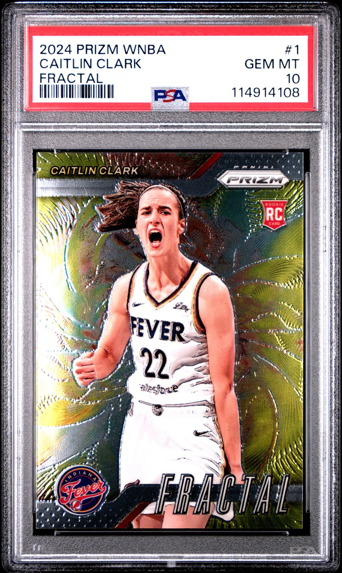 2024 Panini Prizm Wnba Fractal Caitlin Clark #1 Gem Mt 10 front