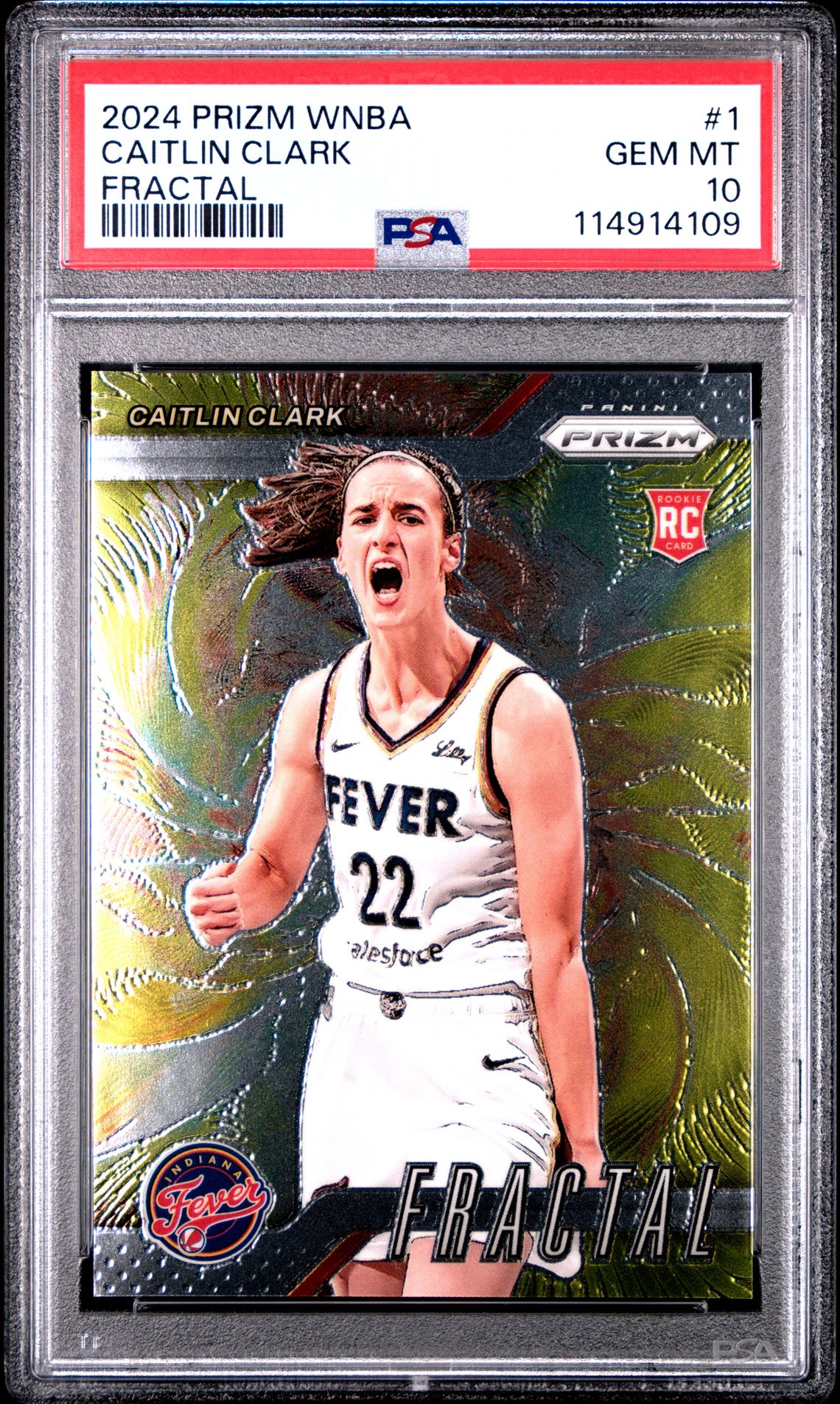 2024 Panini Prizm Wnba Fractal Caitlin Clark #1 Gem Mt 10 front
