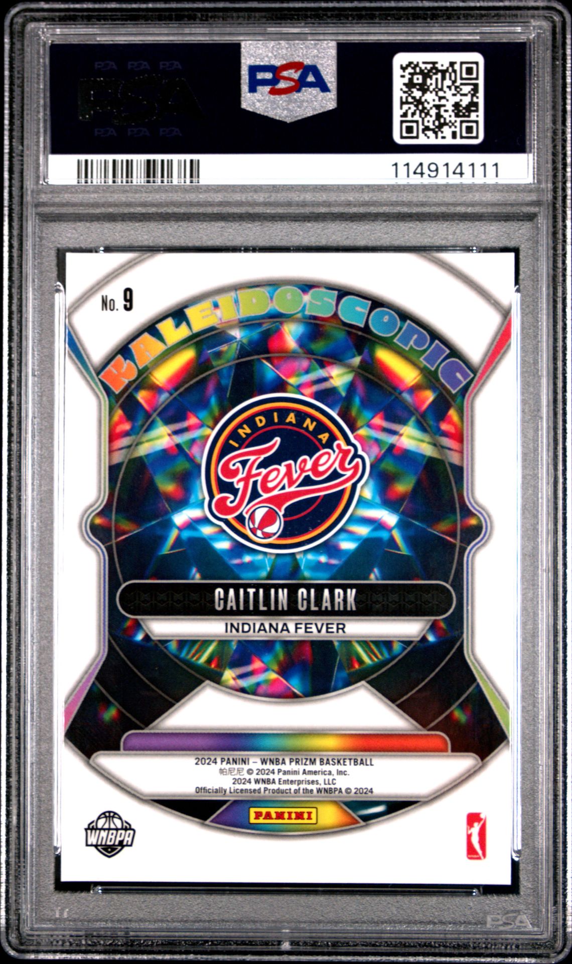 2024 Panini Prizm Wnba Kaleidoscopic Caitlin Clark #9 Gem Mt 10 back