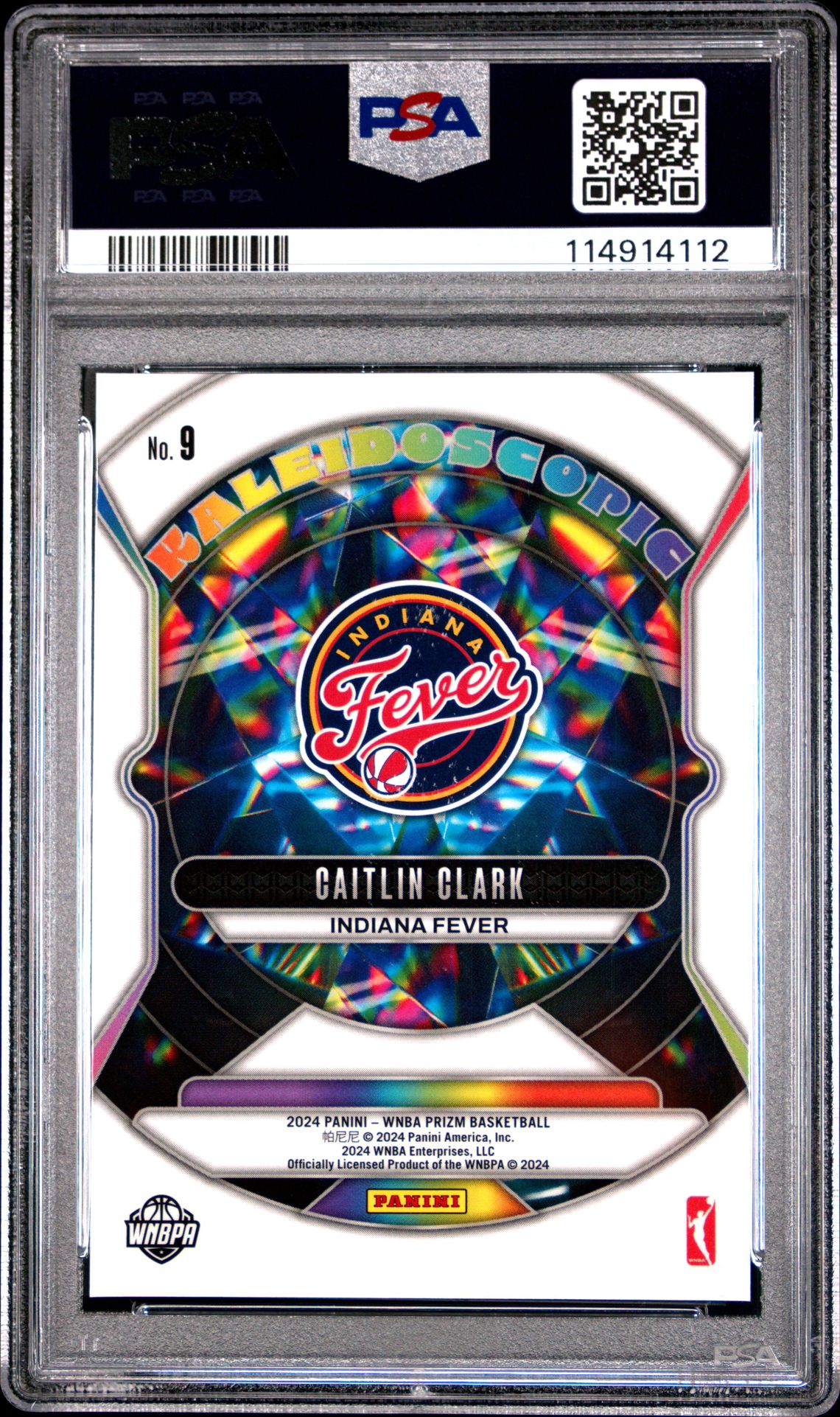 2024 Panini Prizm Wnba Kaleidoscopic Caitlin Clark #9 Gem Mt 10 back