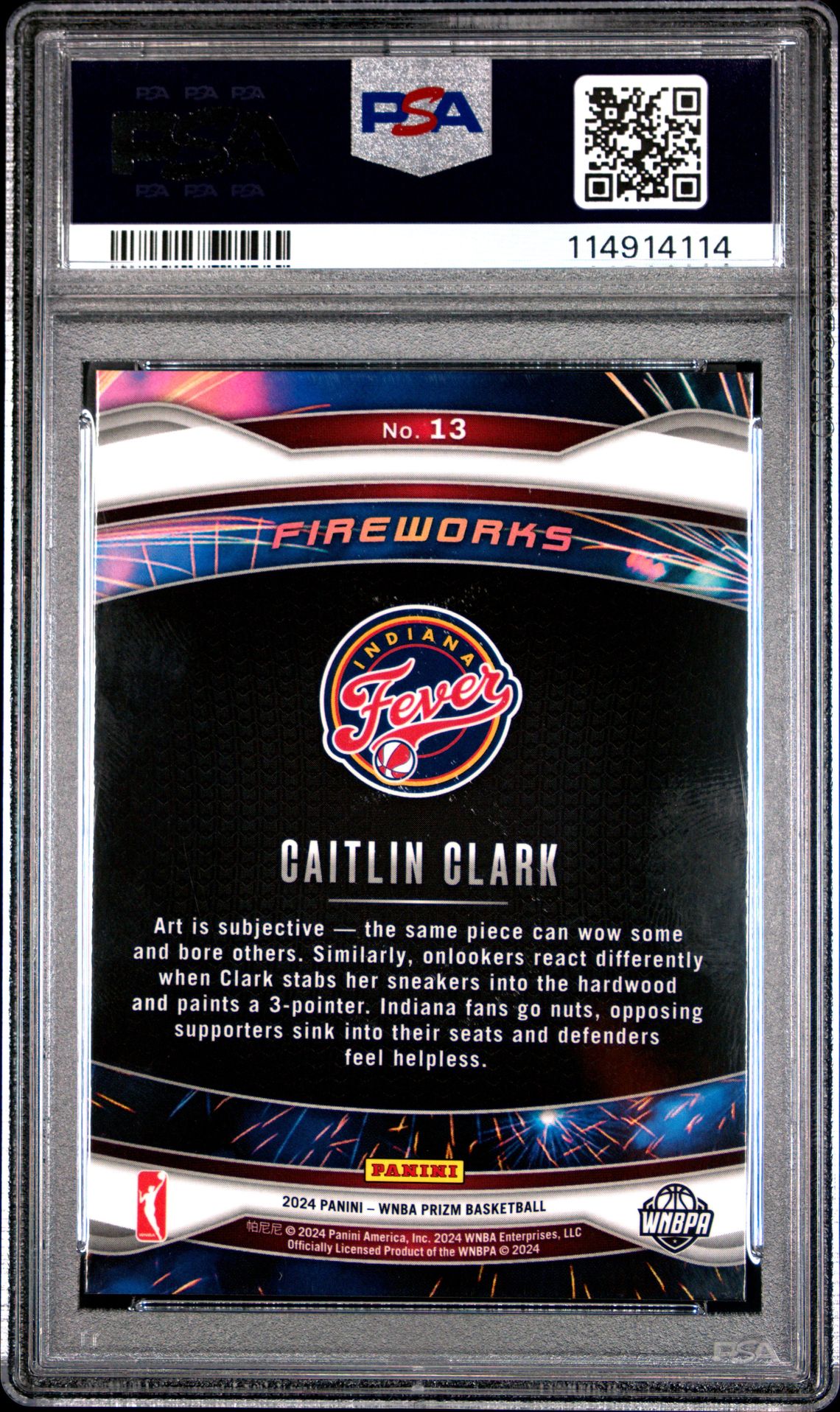 2024 Panini Prizm Wnba Fireworks Caitlin Clark #13 (Fireworks) Mint 9 back