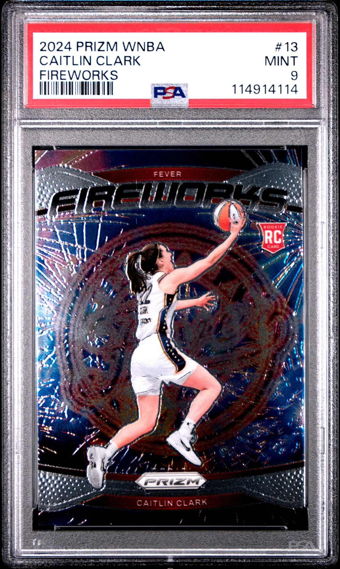 2024 Panini Prizm Wnba Fireworks Caitlin Clark #13 (Fireworks) Mint 9 front