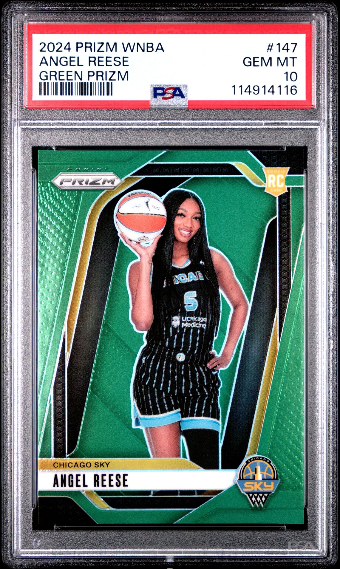 2024 Panini Prizm Wnba Angel Reese #147 (Green Prizm) Gem Mt 10 front