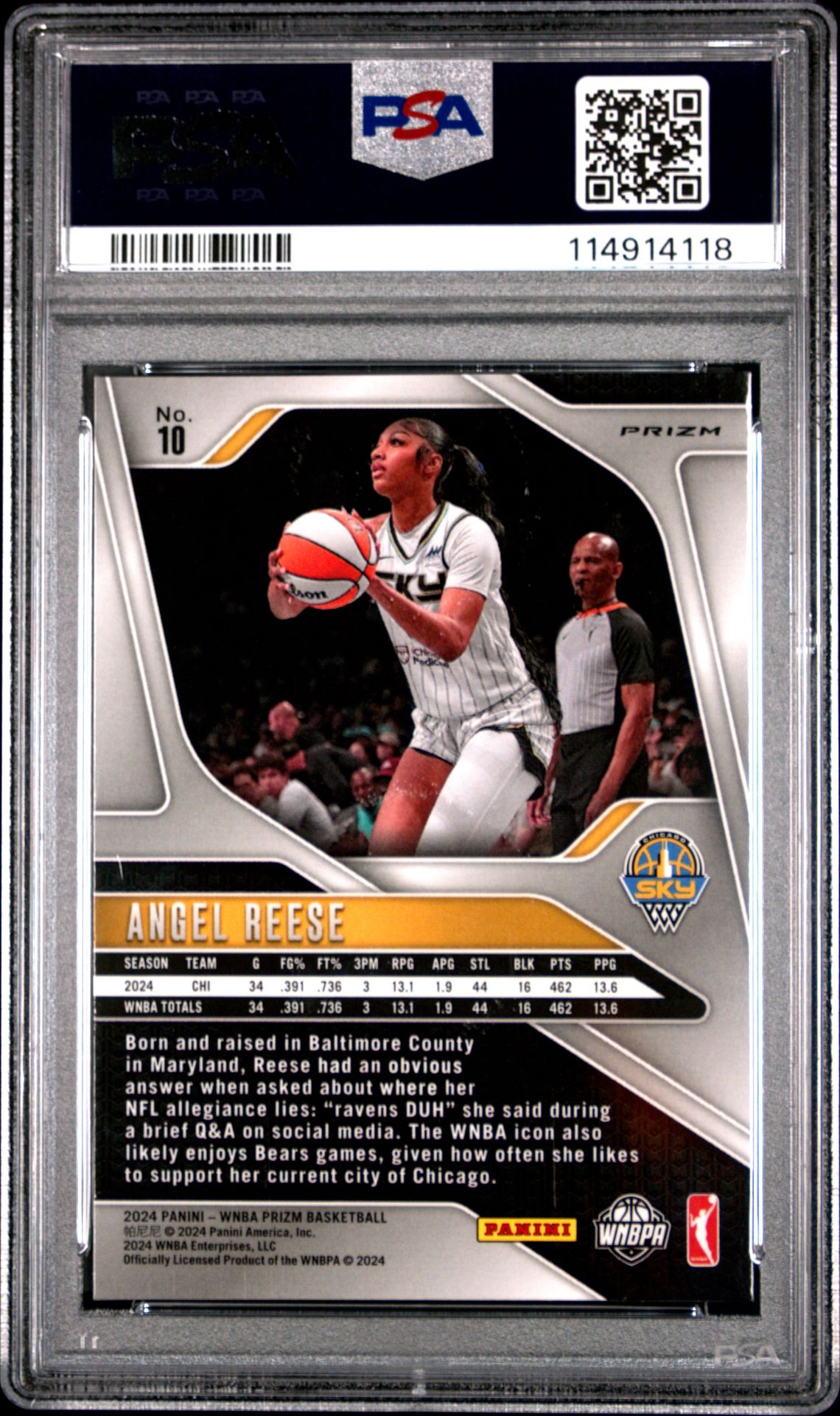 2024 Panini Prizm Wnba Angel Reese #10 (Blue Velocity) Nm-Mt 8 back