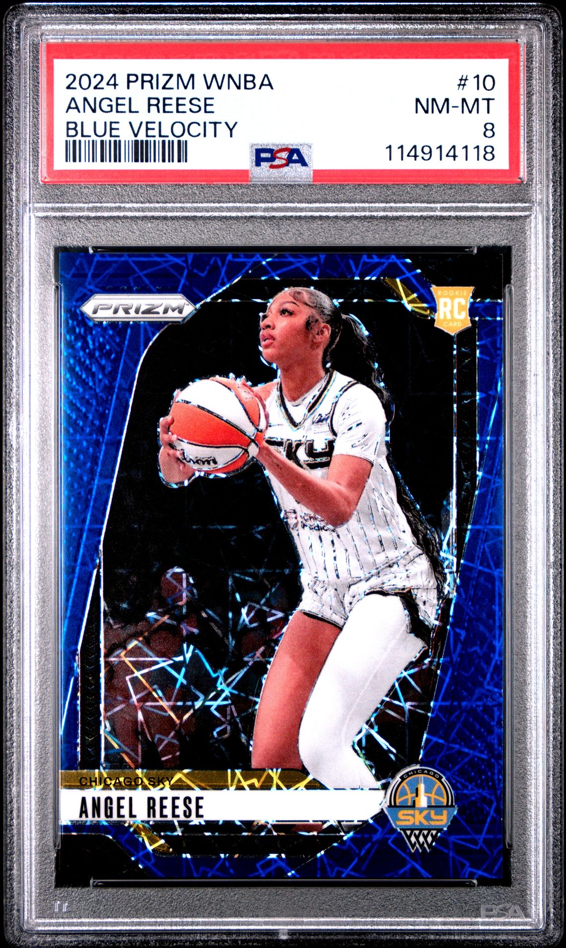 2024 Panini Prizm Wnba Angel Reese #10 (Blue Velocity) Nm-Mt 8 front