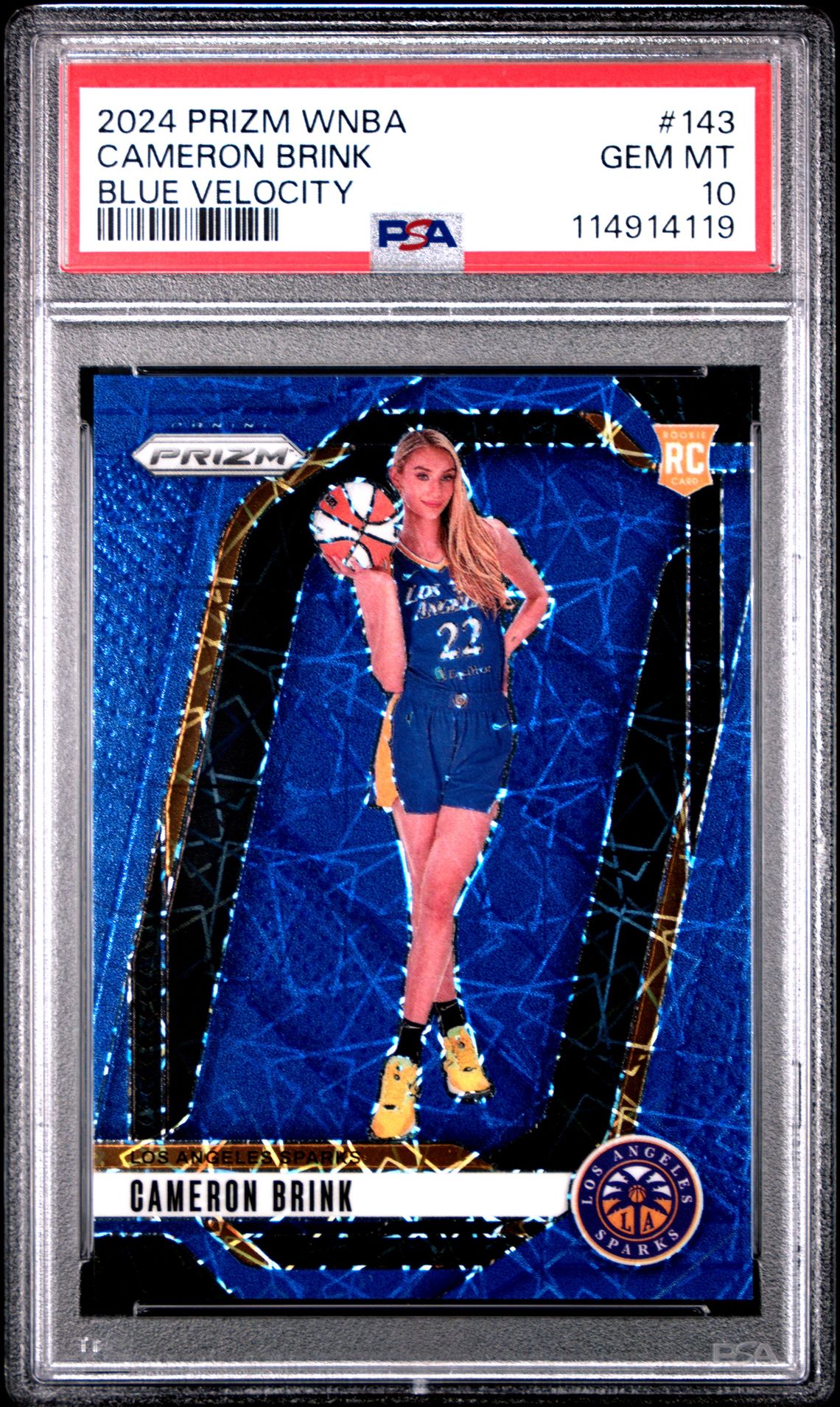 2024 Panini Prizm Wnba Cameron Brink #143 (Blue Velocity) Gem Mt 10 front