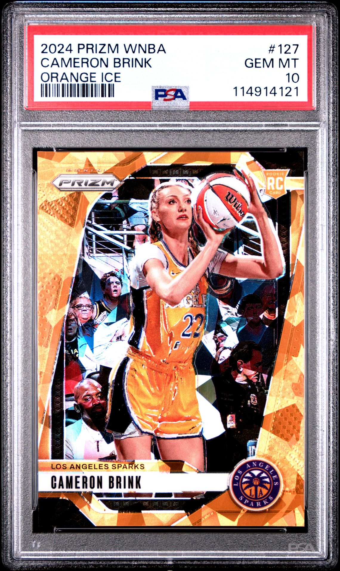 2024 Panini Prizm Wnba Cameron Brink #127 (Orange Ice) Gem Mt 10 front