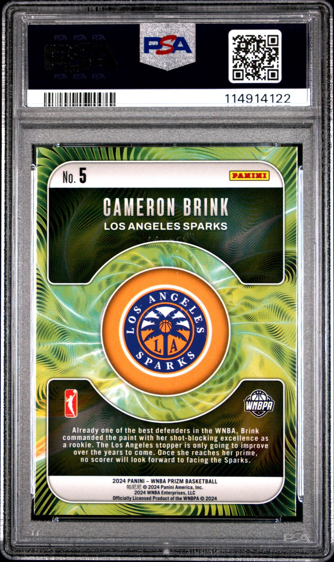 2024 Panini Prizm Wnba Fractal Cameron Brink #5 Gem Mt 10 back