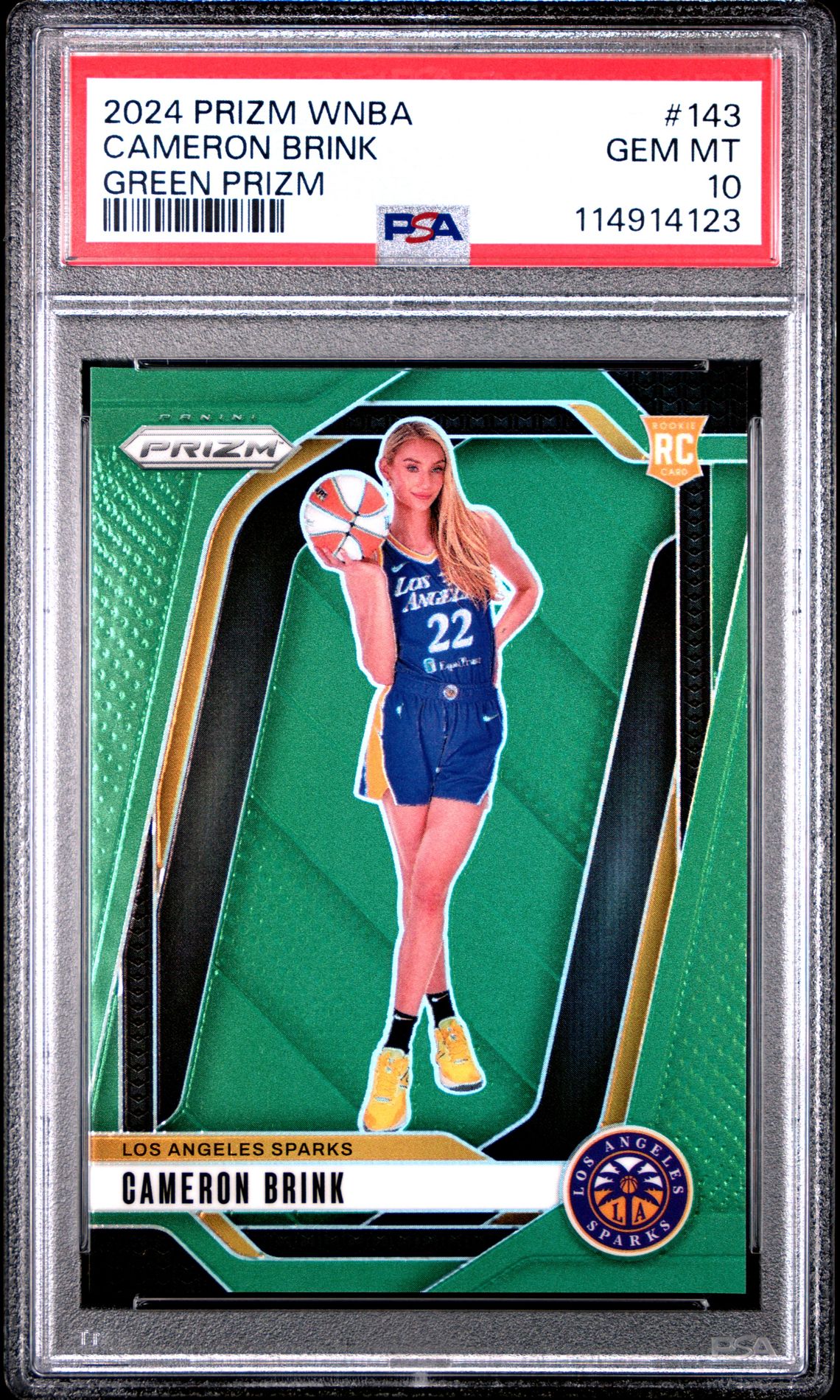 2024 Panini Prizm Wnba Cameron Brink #143 (Green Prizm) Gem Mt 10 front