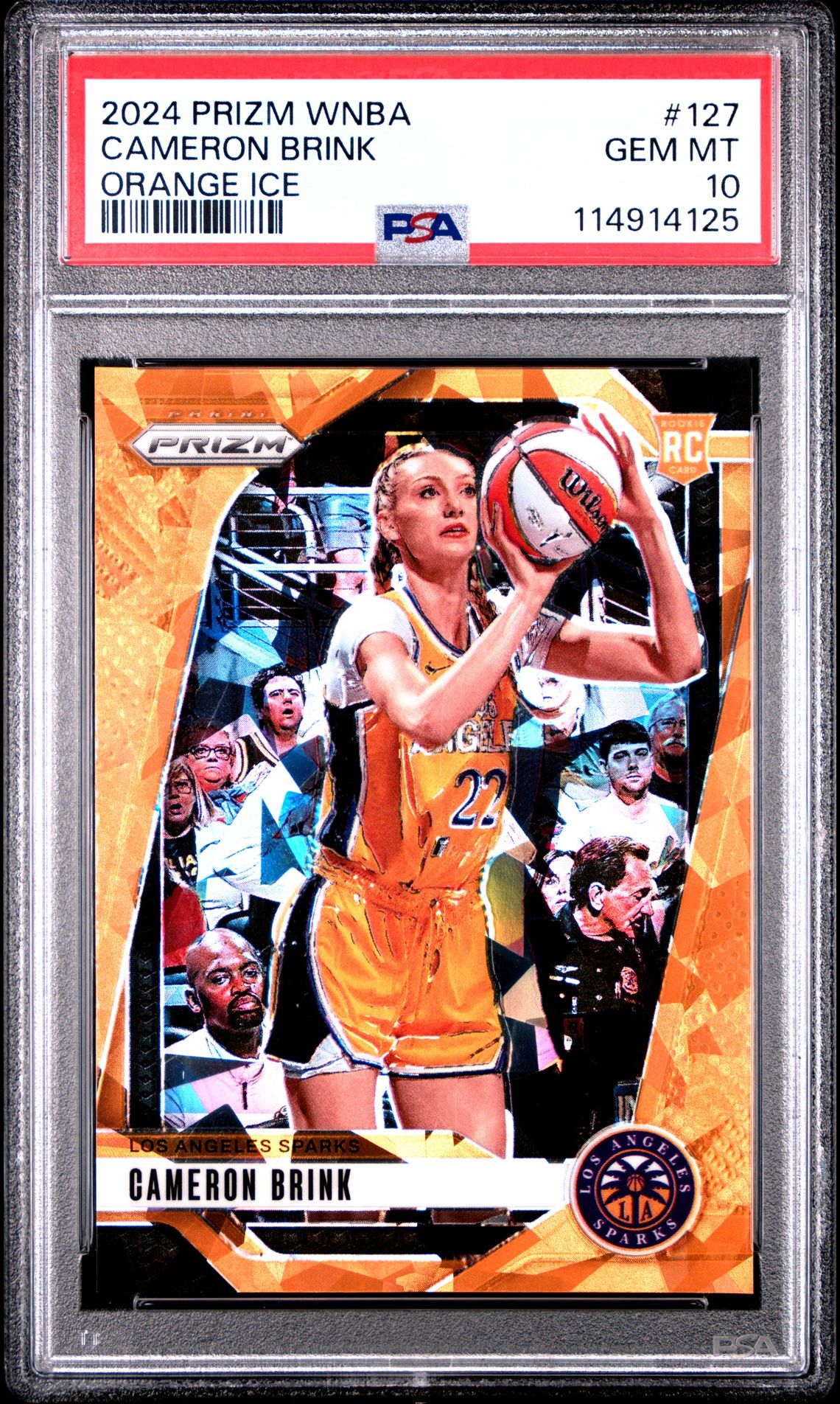 2024 Panini Prizm Wnba Cameron Brink #127 (Orange Ice) Gem Mt 10 front