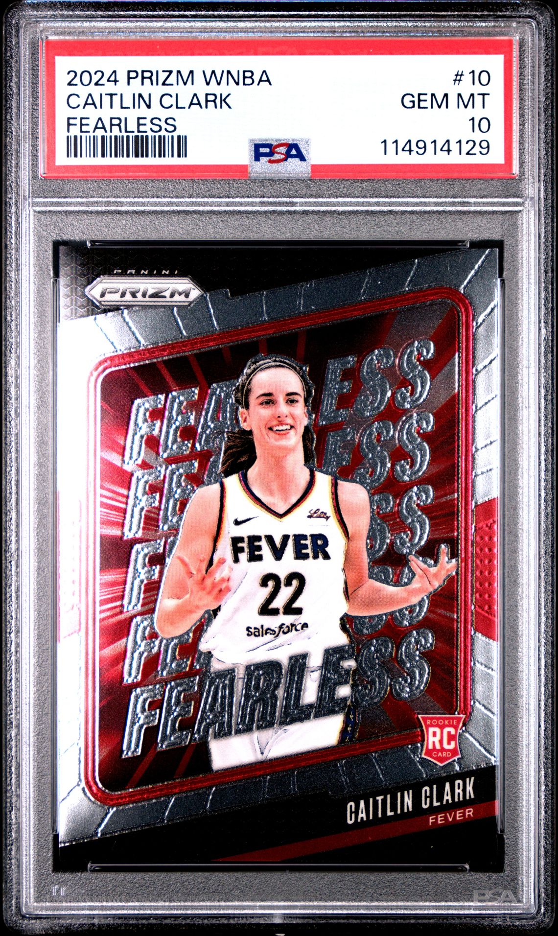 2024 Panini Prizm Wnba Fearless Caitlin Clark #10 Gem Mt 10 front