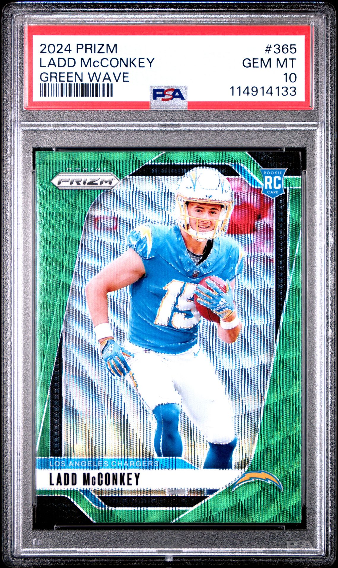 2024 Panini Prizm Ladd Mcconkey #365 (Green Wave) Gem Mt 10 front