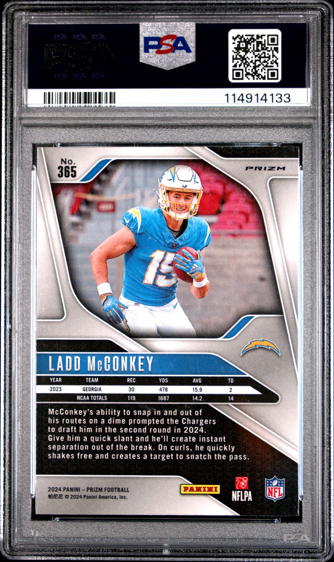2024 Panini Prizm Ladd Mcconkey #365 (Green Wave) Gem Mt 10 back