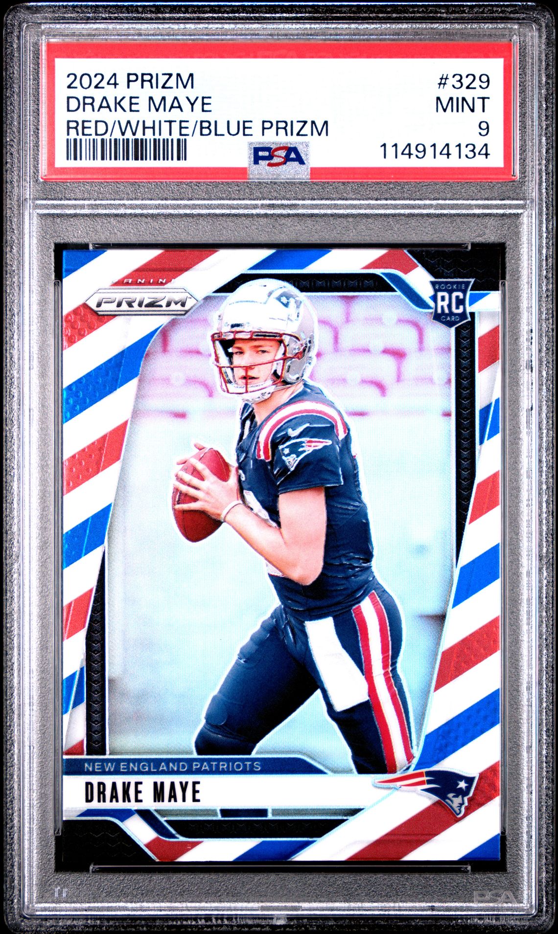 2024 Panini Prizm Drake Maye #329 (Red/White/Blue Prizm) Mint 9 front