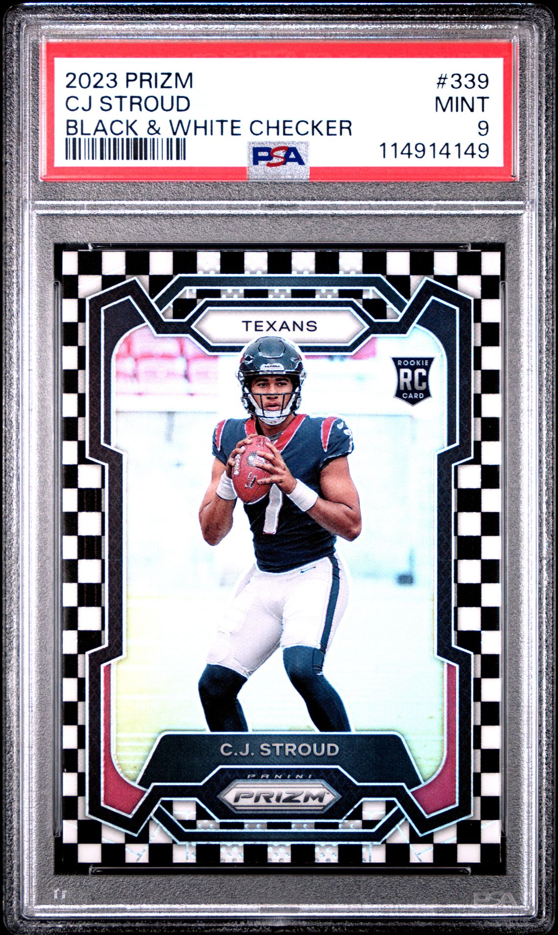 2023 Panini Prizm Cj Stroud #339 (Black & White Checker) Mint 9 front