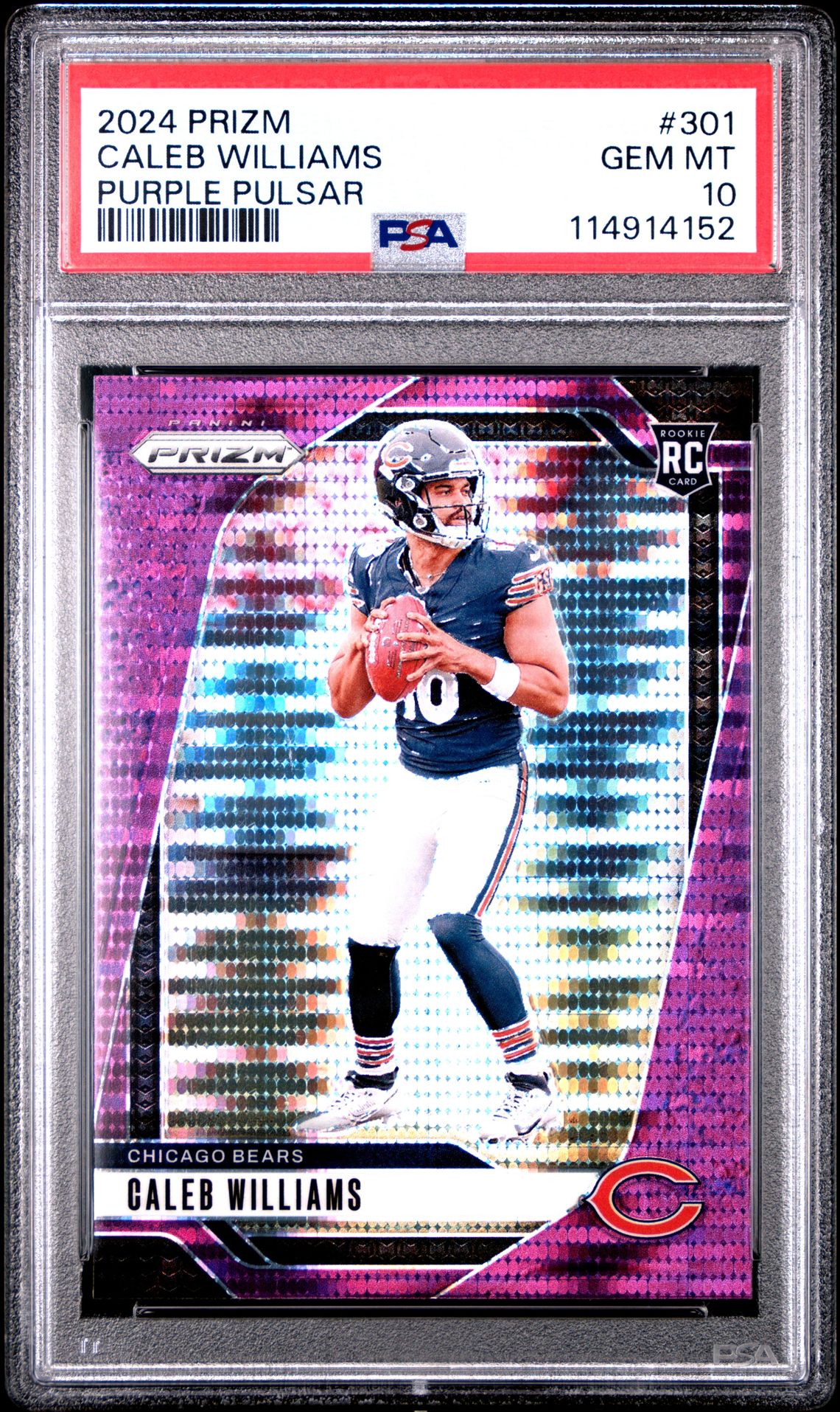 2024 Panini Prizm Caleb Williams #301 (Purple Pulsar) Gem Mt 10 front