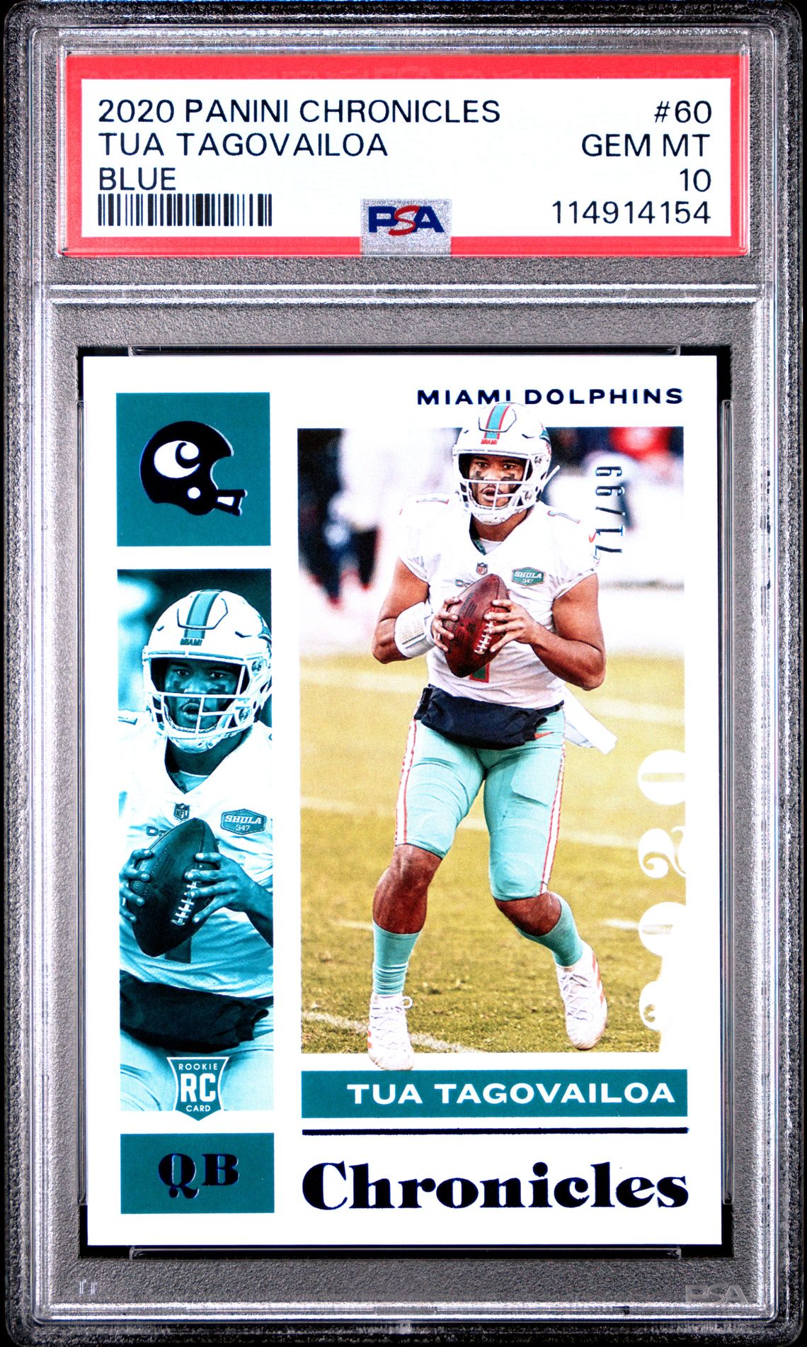 2020 Panini Chronicles Tua Tagovailoa #60 (Blue) Gem Mt 10 front