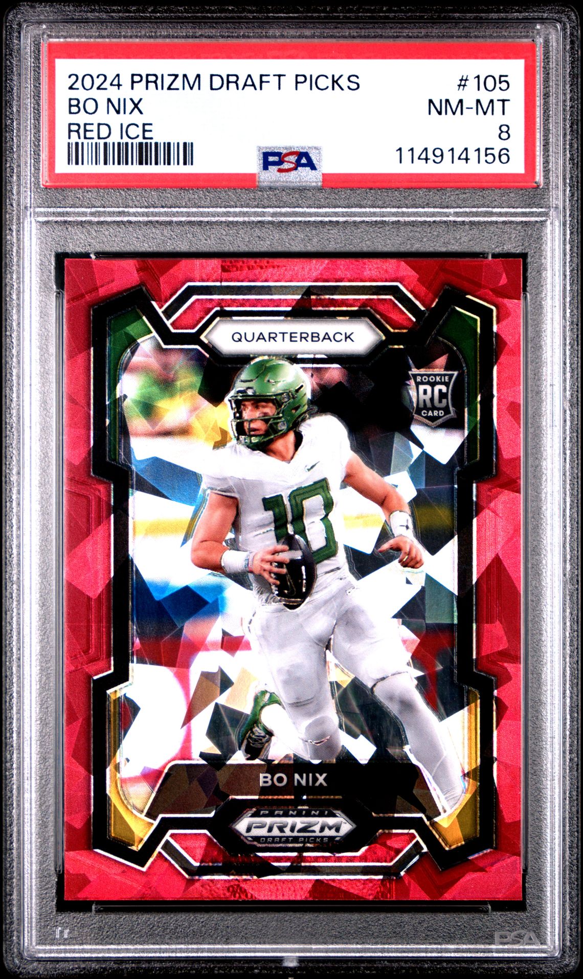 2024 Panini Prizm Draft Picks Bo Nix #105 (Red Ice) Nm-Mt 8 front