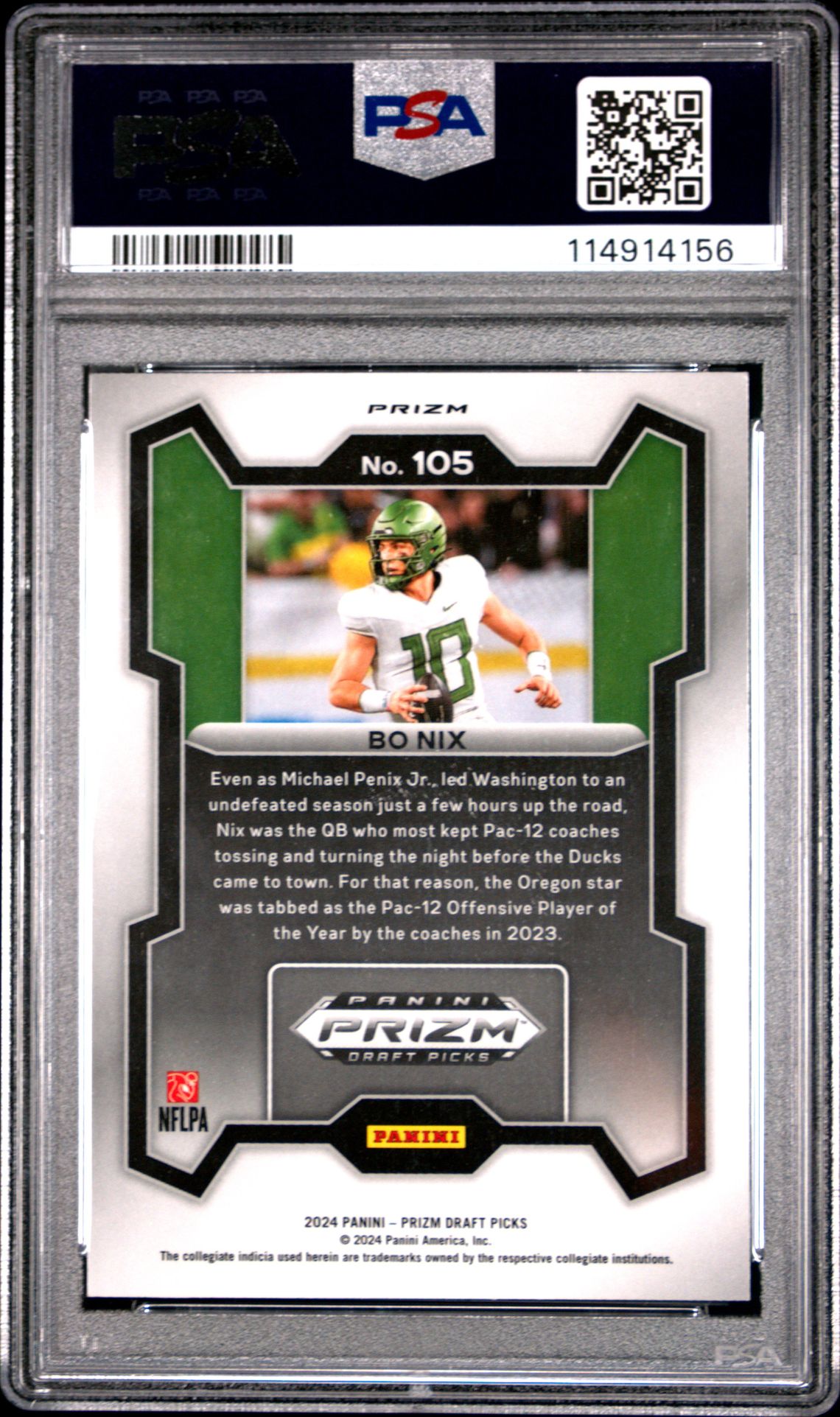 2024 Panini Prizm Draft Picks Bo Nix #105 (Red Ice) Nm-Mt 8 back