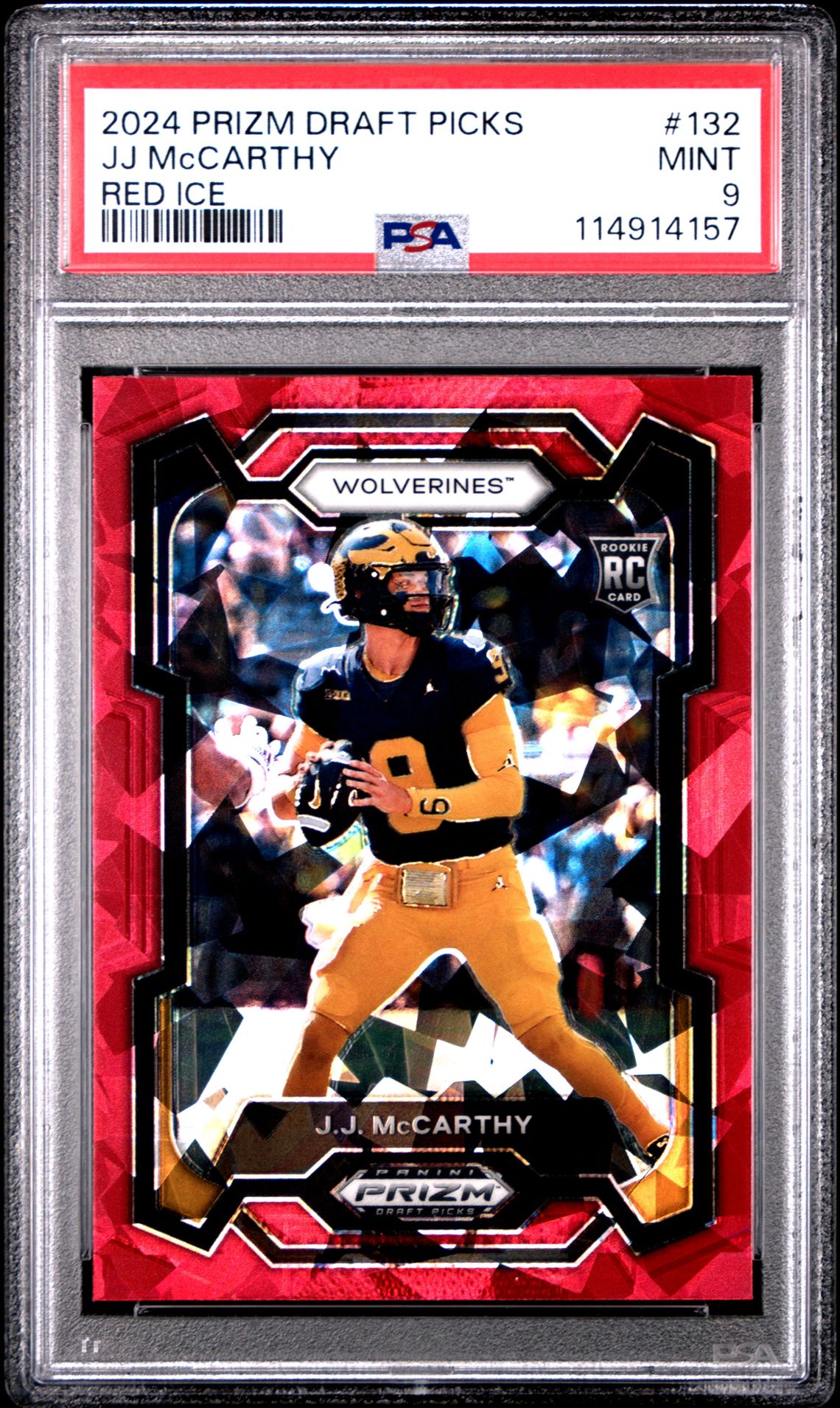 2024 Panini Prizm Draft Picks Jj Mccarthy #132 (Red Ice) Mint 9 front