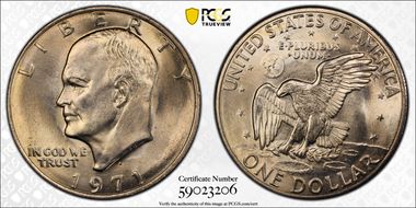 1971-D $1 "Friendly Eagle" FS-901 Type 1 Reverse MS65