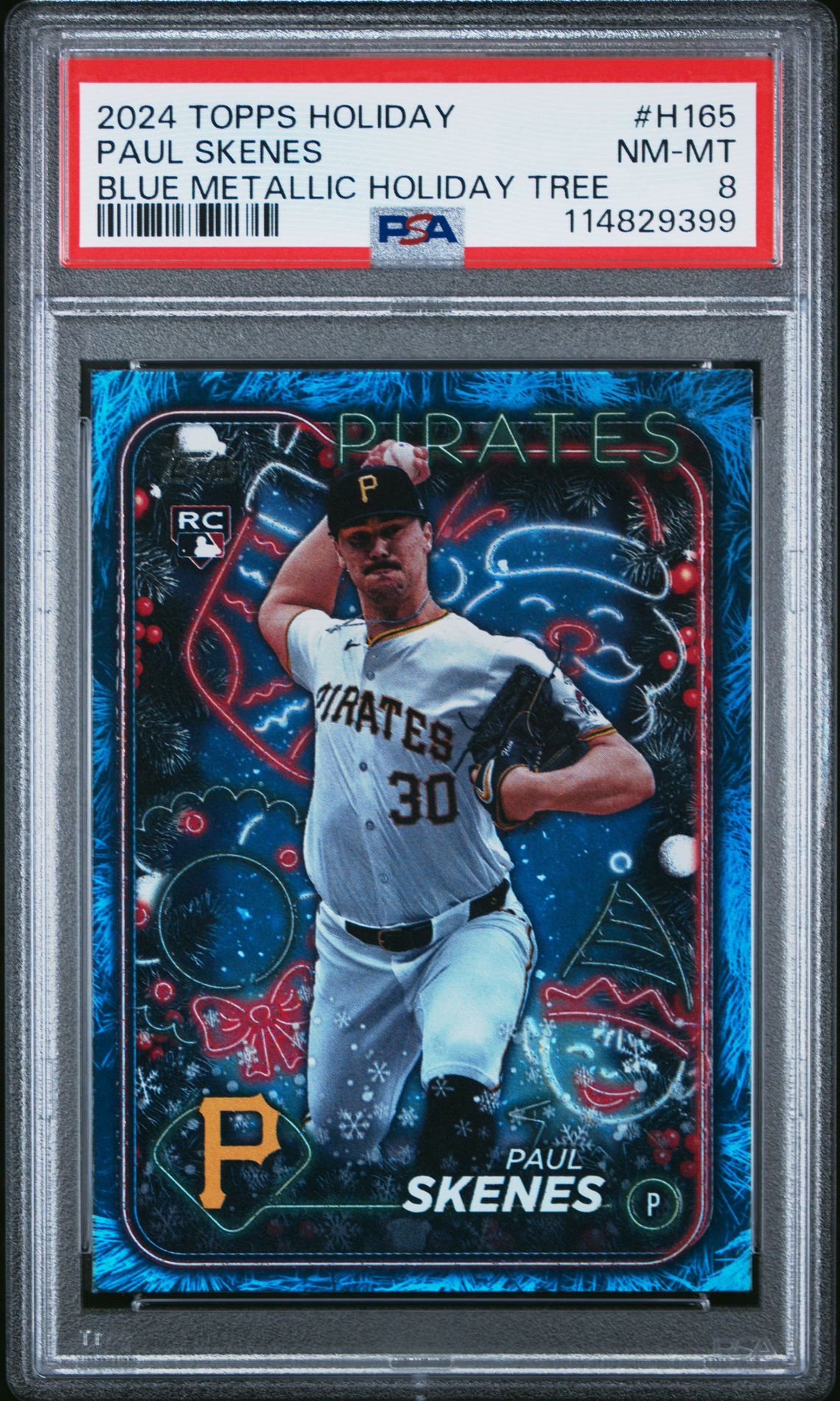2024 Topps Holiday Paul Skenes #H165 (Blue Metallic Holiday Tree) Nm-Mt 8 front