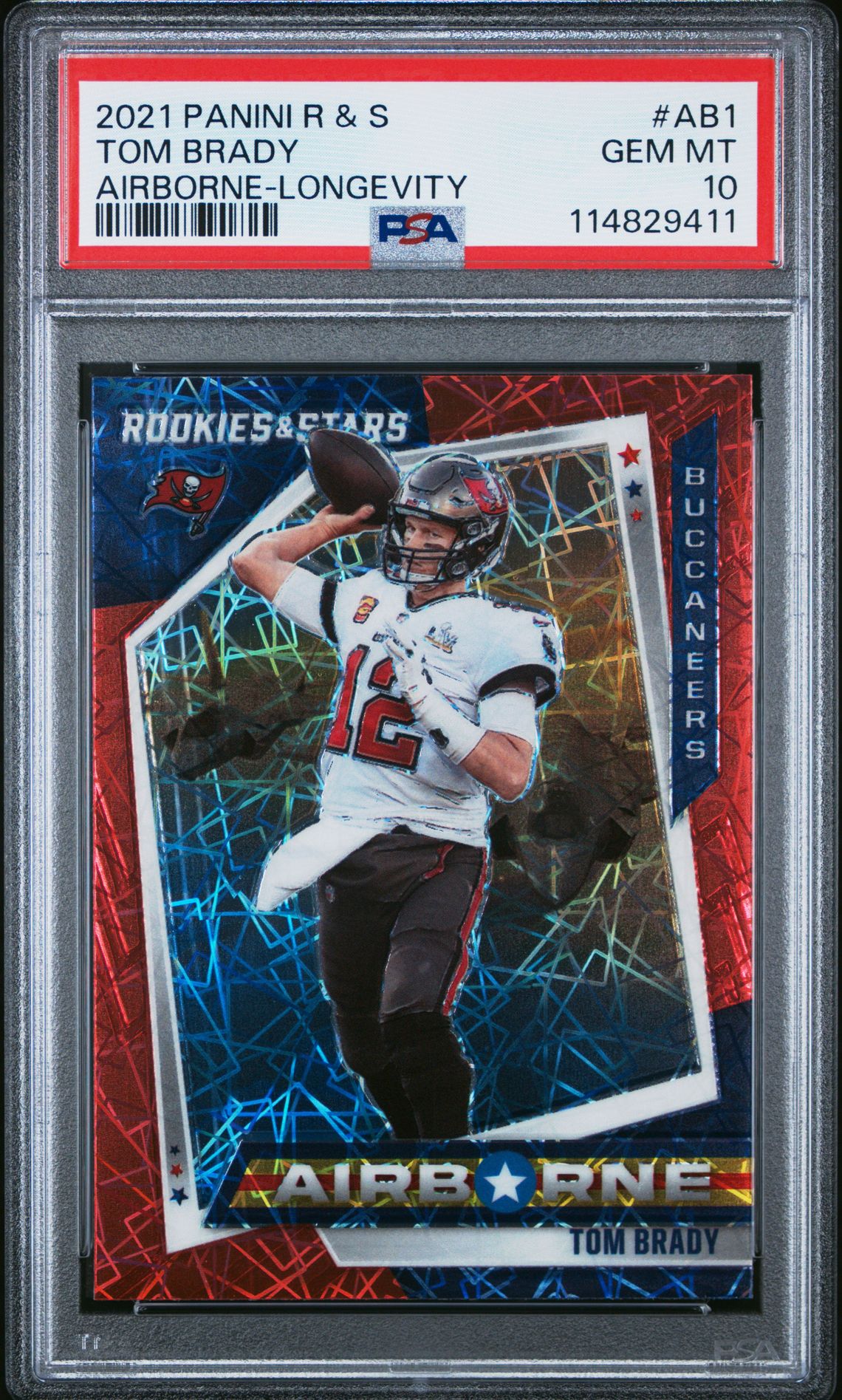 2021 Panini Rookies & Stars Airborne Tom Brady #Ab1 (Airborne-Longevity) Gem Mt 10 front