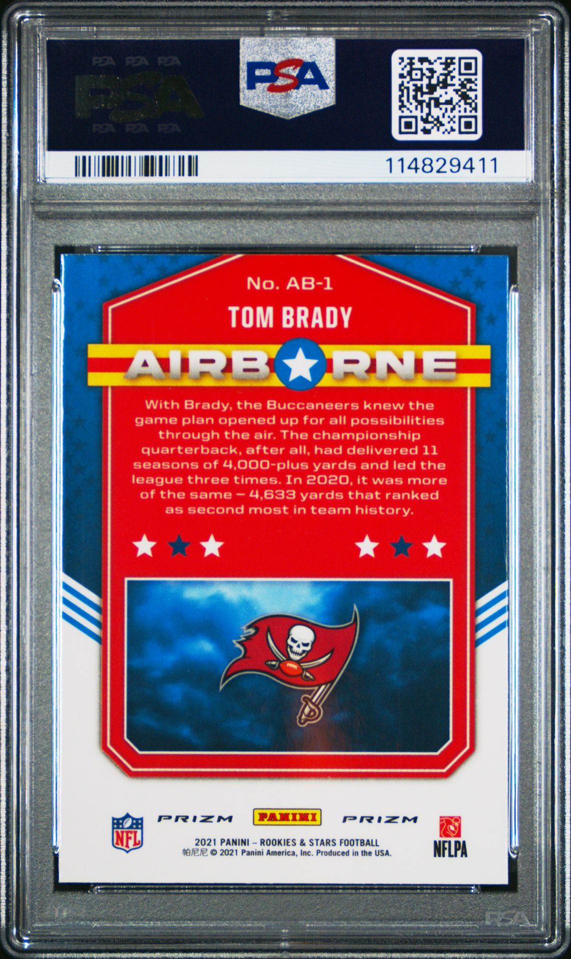 2021 Panini Rookies & Stars Airborne Tom Brady #Ab1 (Airborne-Longevity) Gem Mt 10 back
