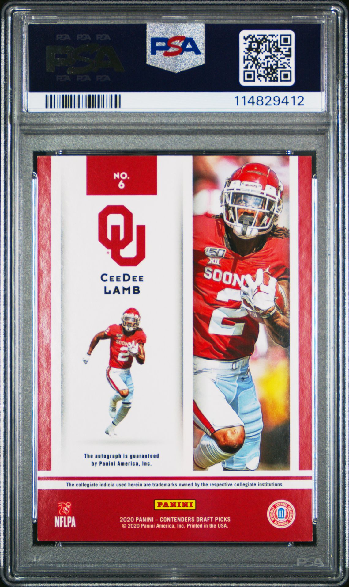 2020 Panini Contenders Draft Picks Game Day Ticket Signatures Ceedee Lamb #6 (Game Day Ticket Sig-Bowl) Nm-Mt 8 back