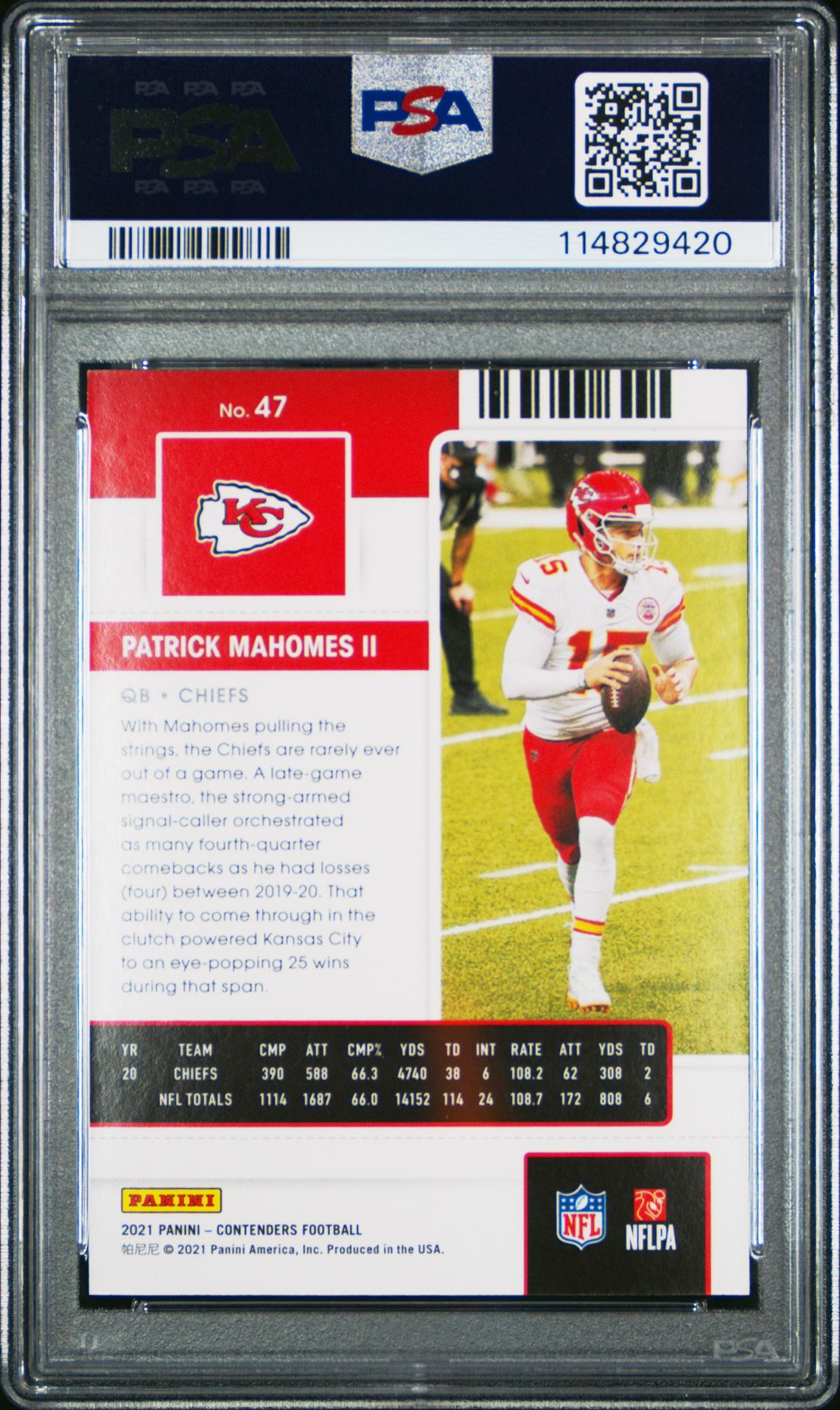 2021 Panini Contenders Patrick Mahomes Ii #47 (Playoff) Mint 9 back