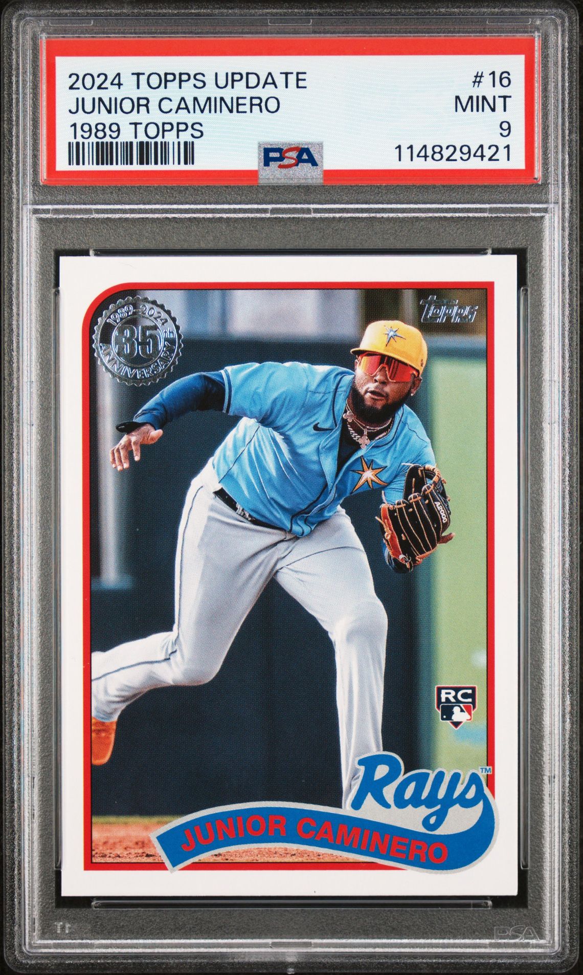 2024 Topps Update 1989 Topps Baseball Junior Caminero #16 Mint 9 front