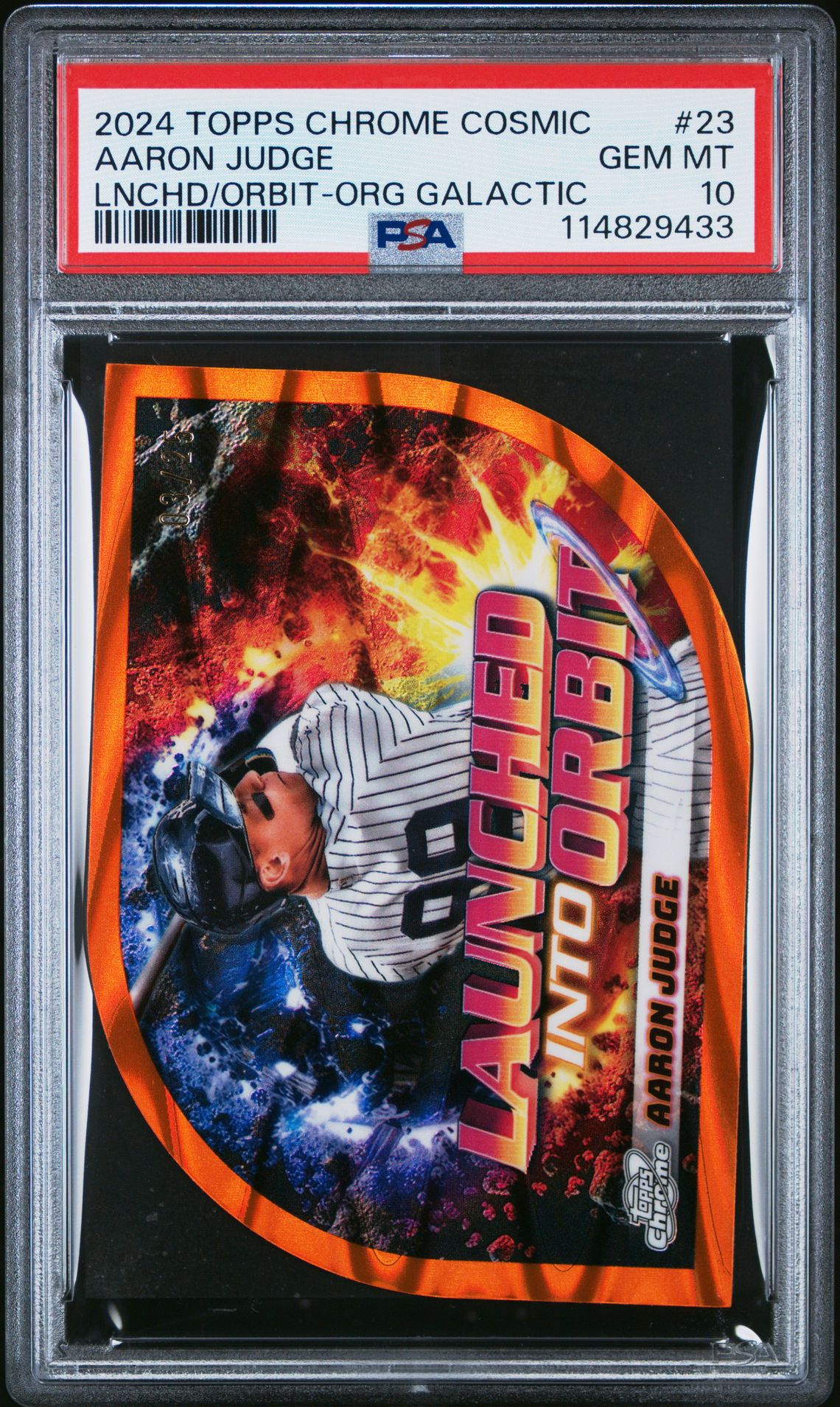 2024 Topps Chrome Cosmic Launched Into Orbit Aaron Judge #23 (Lnchd/Orbit-Org Galactic) Gem Mt 10 front