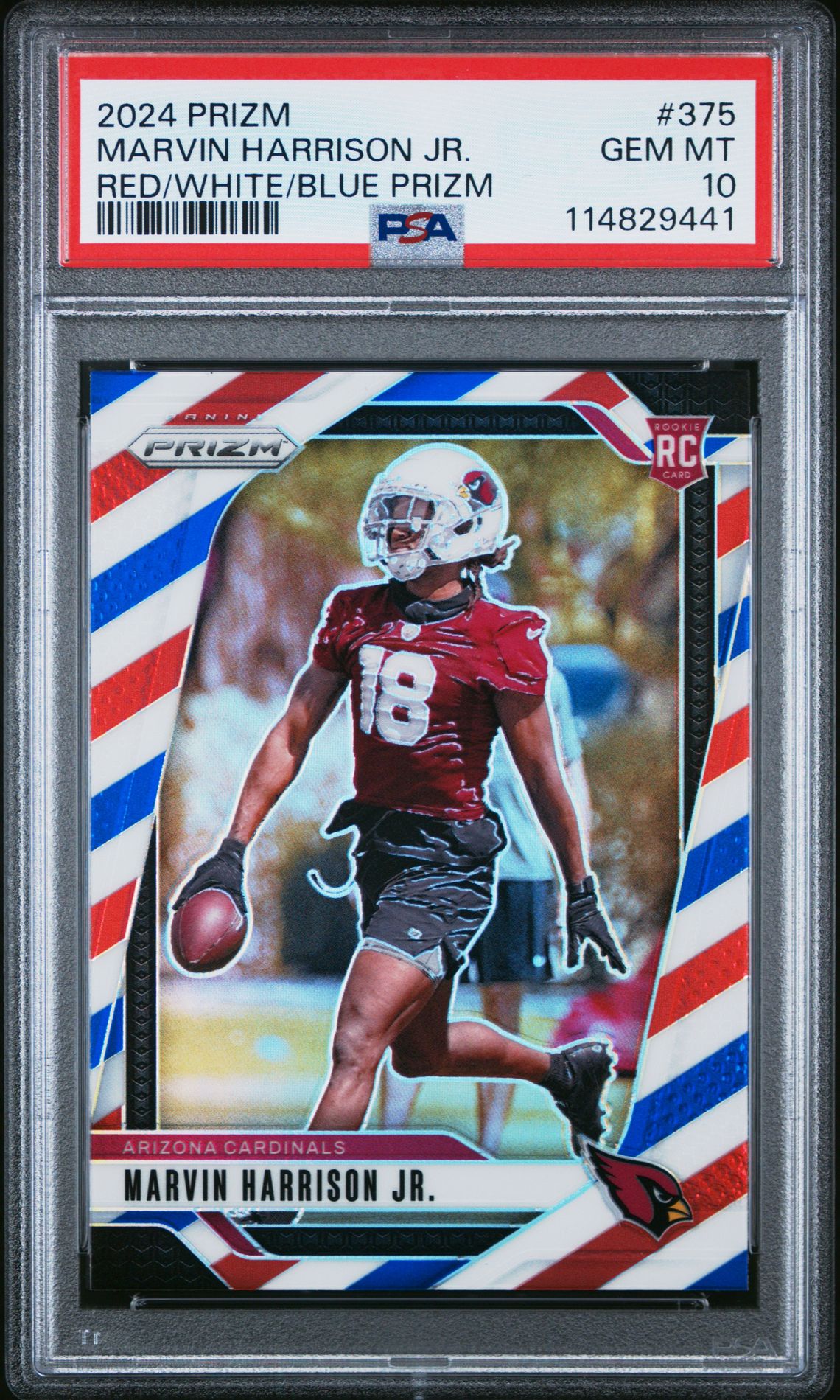 2024 Panini Prizm Marvin Harrison Jr. #375 (Red/White/Blue Prizm) Gem Mt 10 front