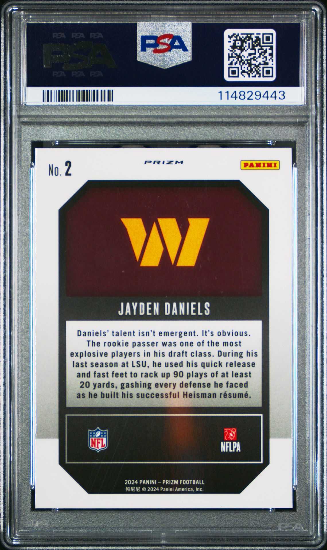 2024 Panini Prizm Emergent Jayden Daniels #2 (Emergent-Green Prizm) Gem Mt 10 back