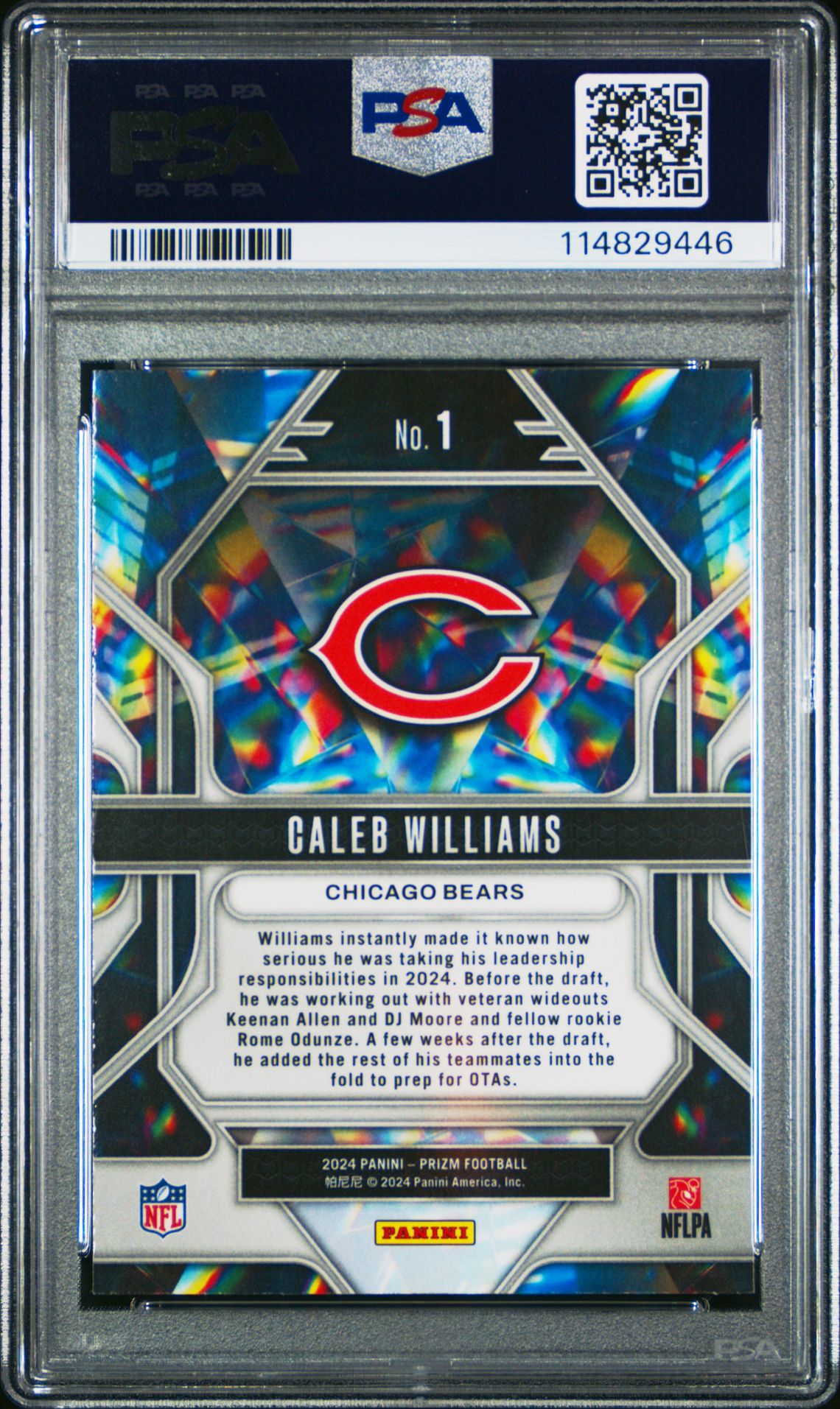 2024 Panini Prizm Prizmatic Caleb Williams #1 Gem Mt 10 back