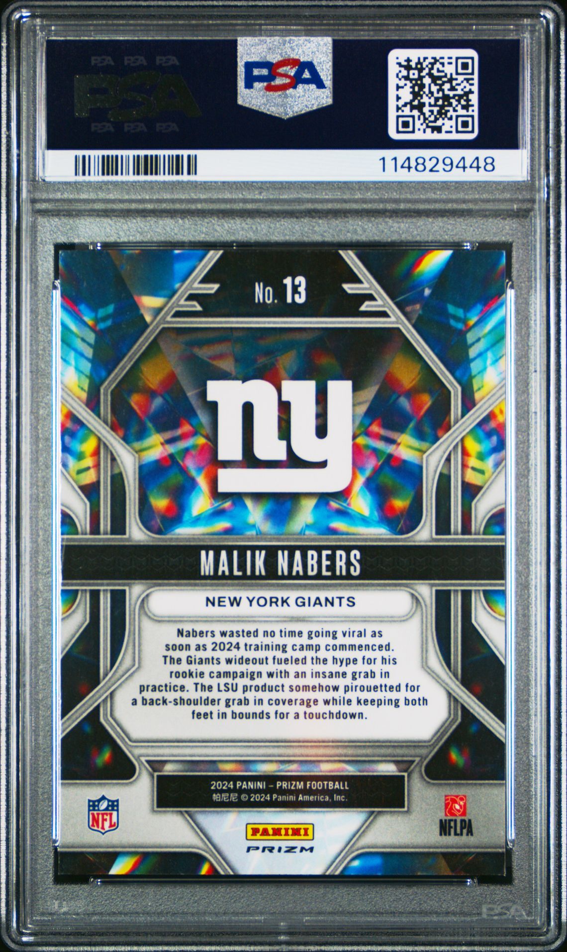 2024 Panini Prizm Prizmatic Malik Nabers #13 (Prizmatic-Green Prizm) Gem Mt 10 back