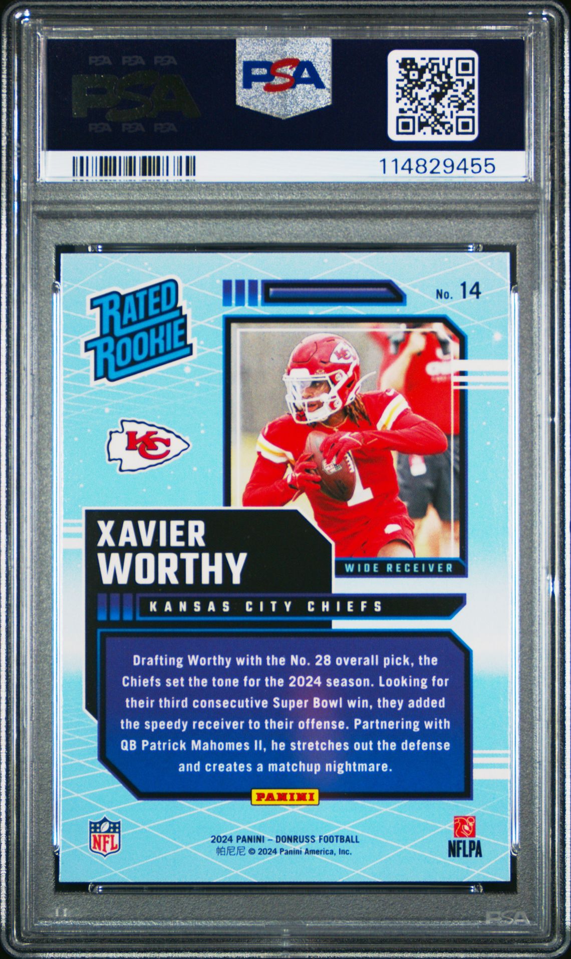 2024 Panini Donruss Rated Rookies Retro Xavier Worthy #14 Gem Mt 10 back