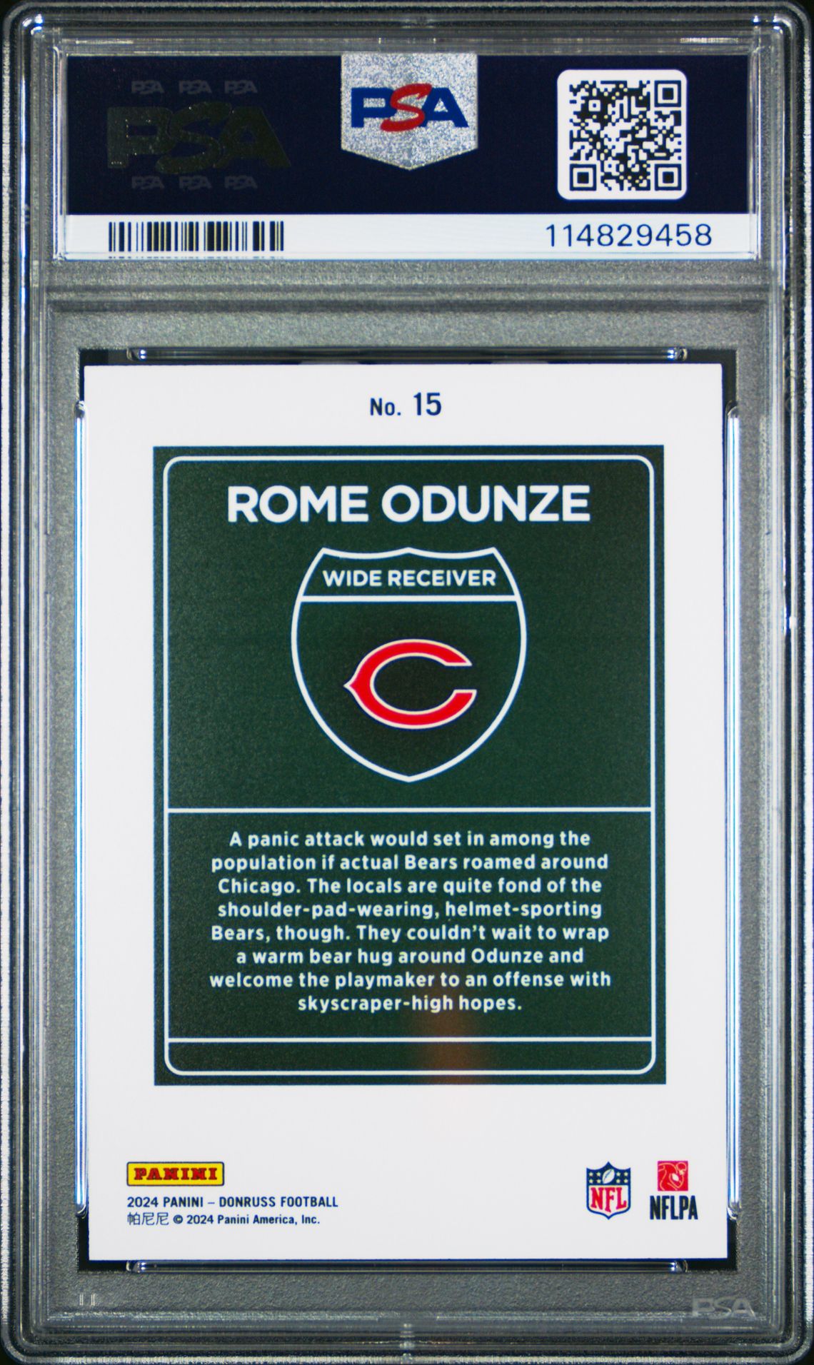 2024 Panini Donruss Downtown! Rome Odunze #15 Mint 9 back