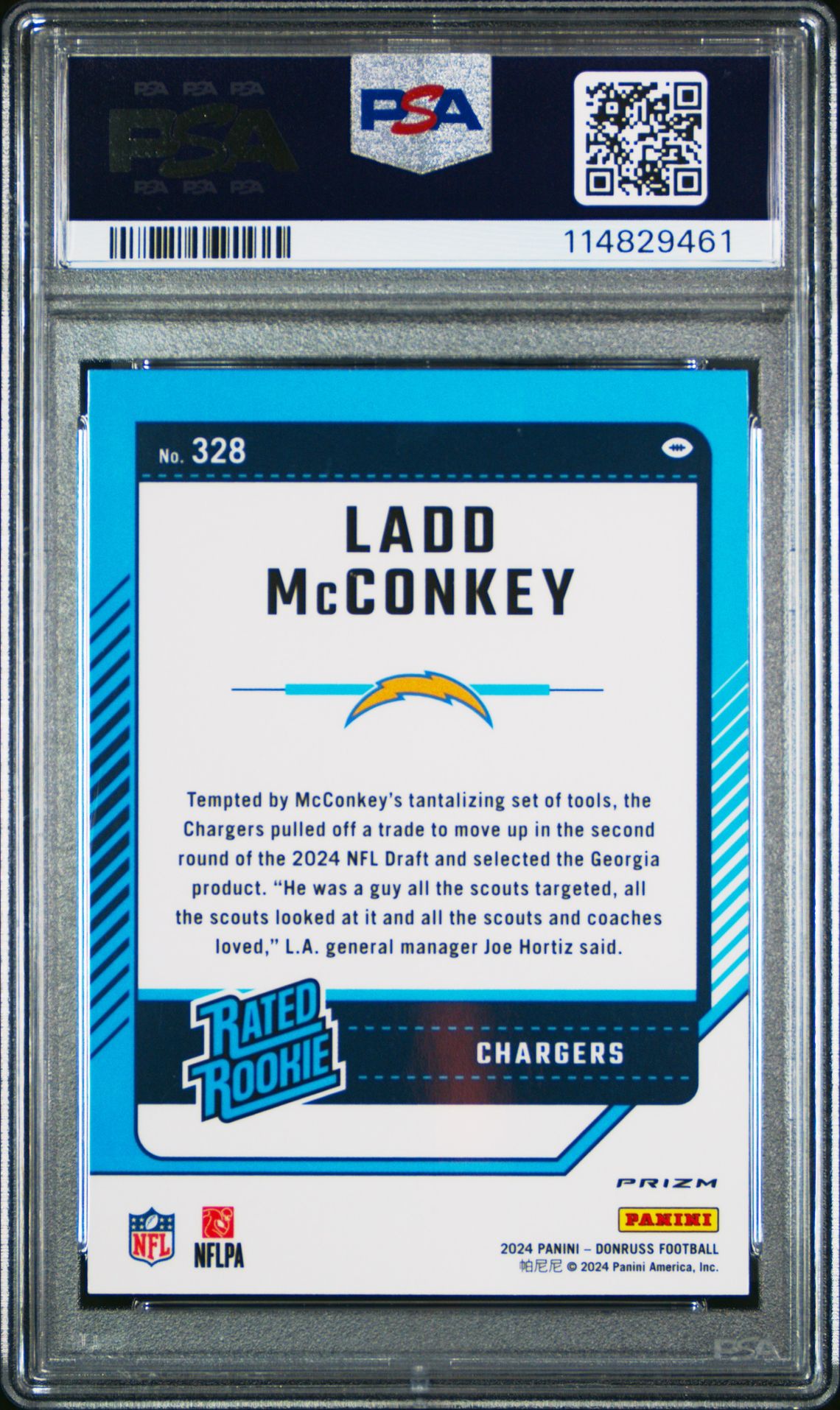 2024 Panini Donruss Ladd Mcconkey #328 (Optic Preview-Pink) Mint 9 back