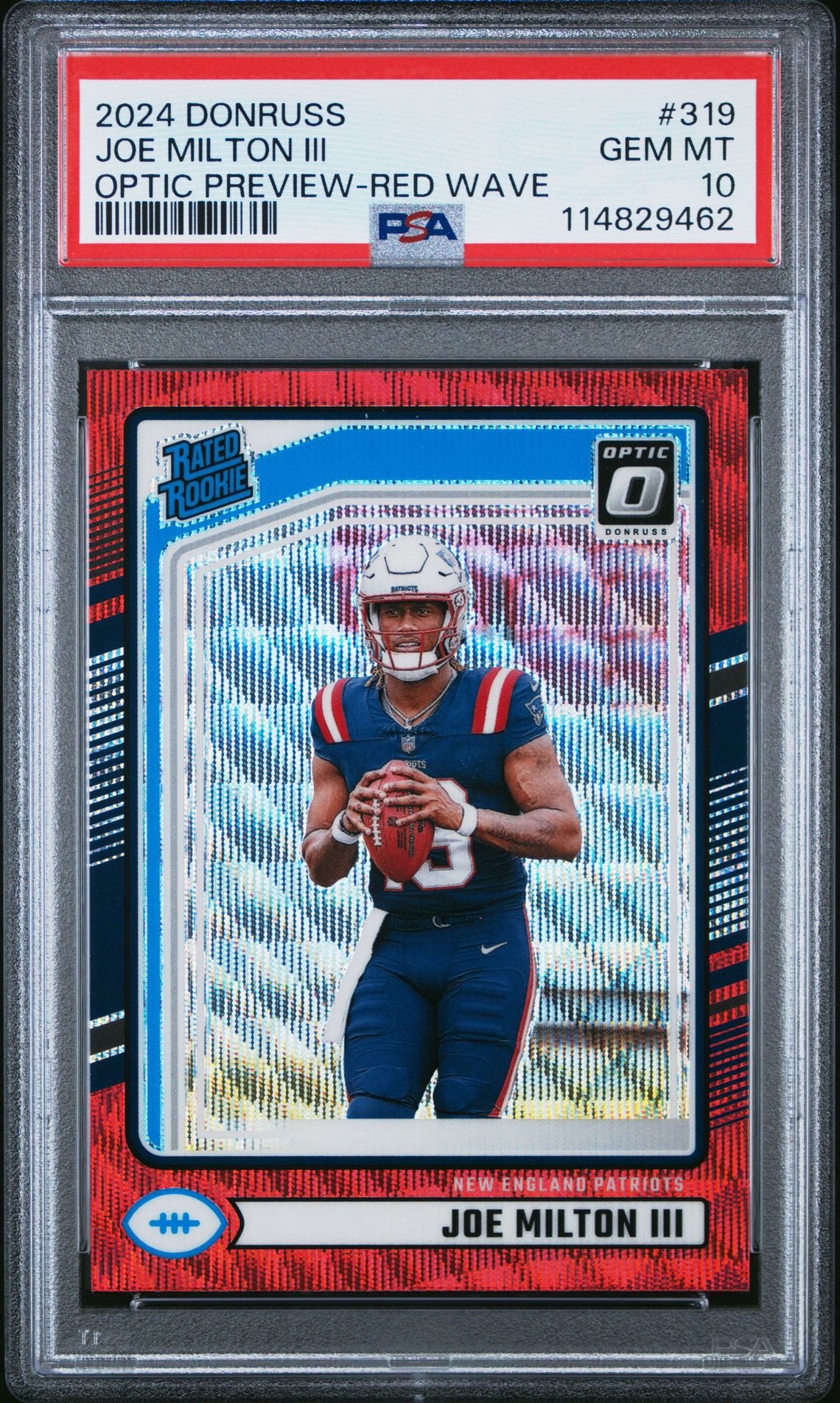 2024 Panini Donruss Joe Milton Iii #319 (Optic Preview-Red Wave) Gem Mt 10 front
