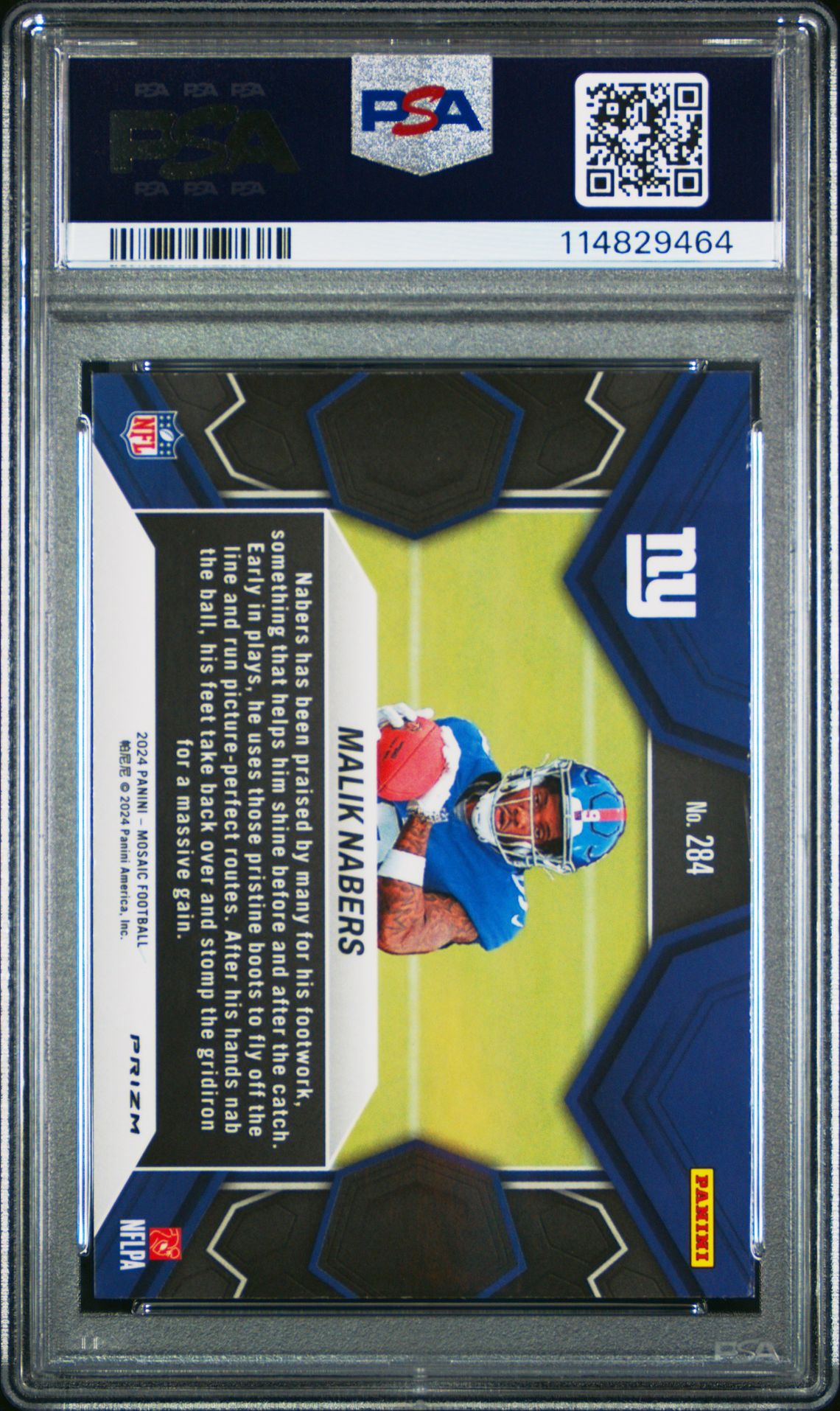 2024 Panini Mosaic Malik Nabers #284 (Reactive Blue) Mint 9 back