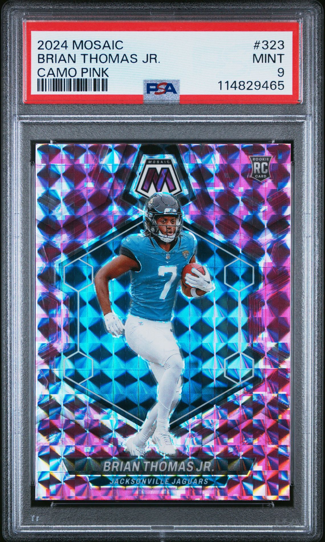 2024 Panini Mosaic Brian Thomas Jr. #323 (Camo Pink) Mint 9 front