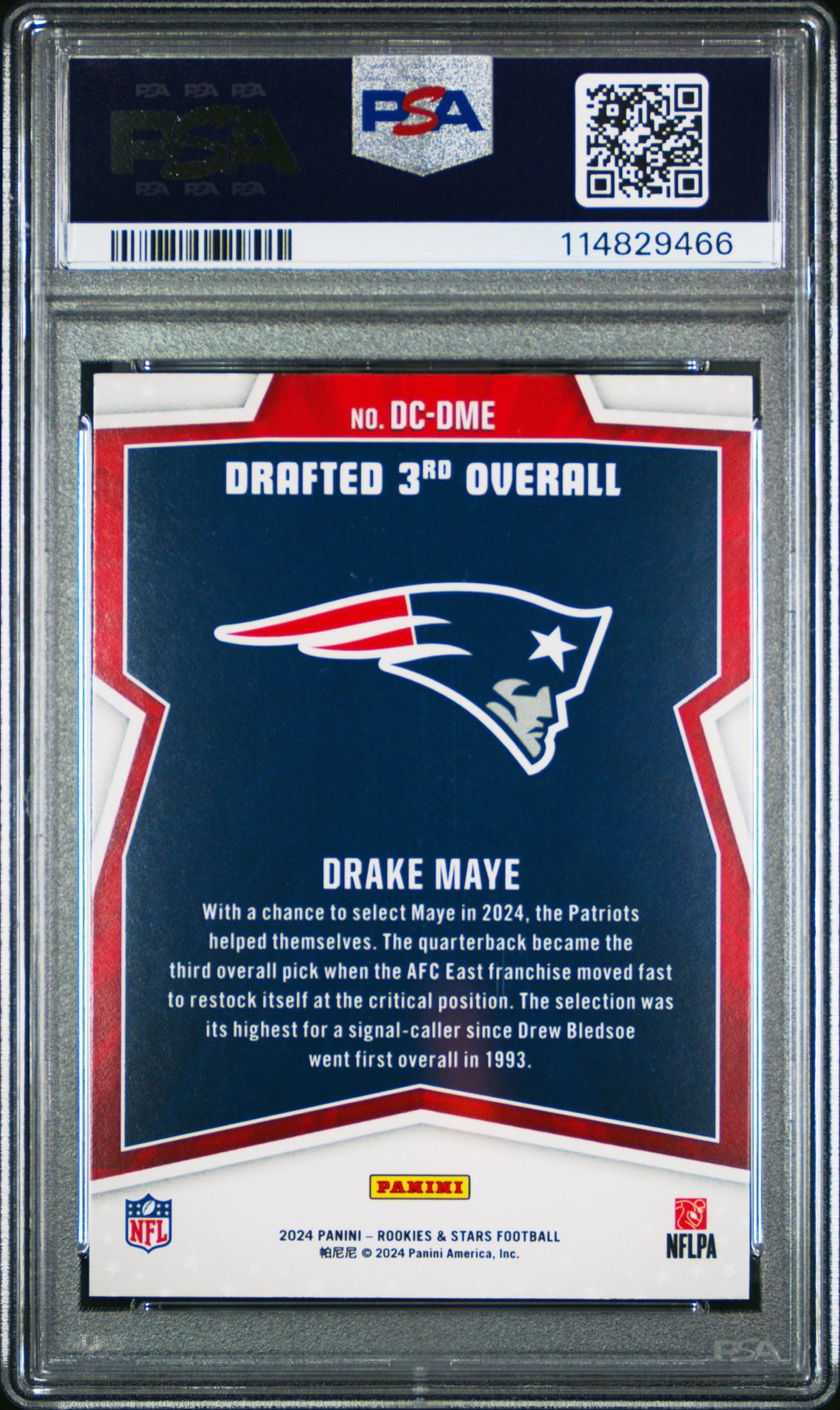 2024 Panini Rookies & Stars Draft Class Drake Maye #Dcdme Mint 9 back