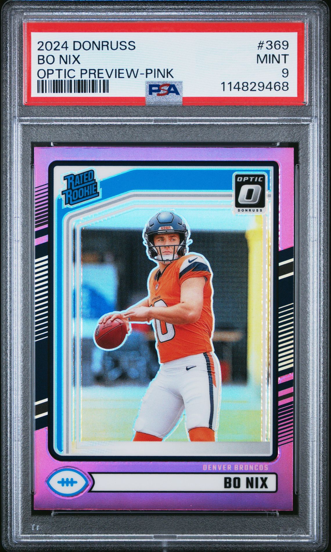 2024 Panini Donruss Bo Nix #369 (Optic Preview-Pink) Mint 9 front
